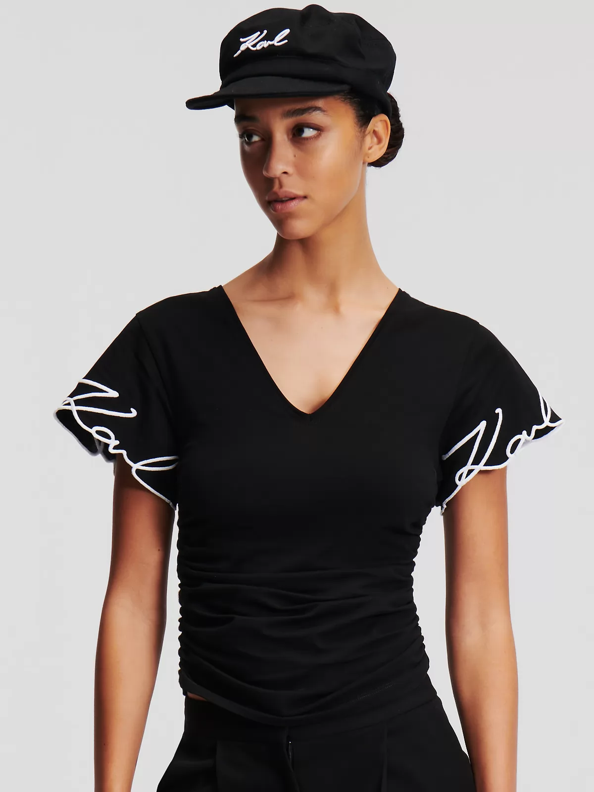 Czarno-biały, czarny Koszulka damska Karl Lagerfeld 241W1709 - zdjęcie 1