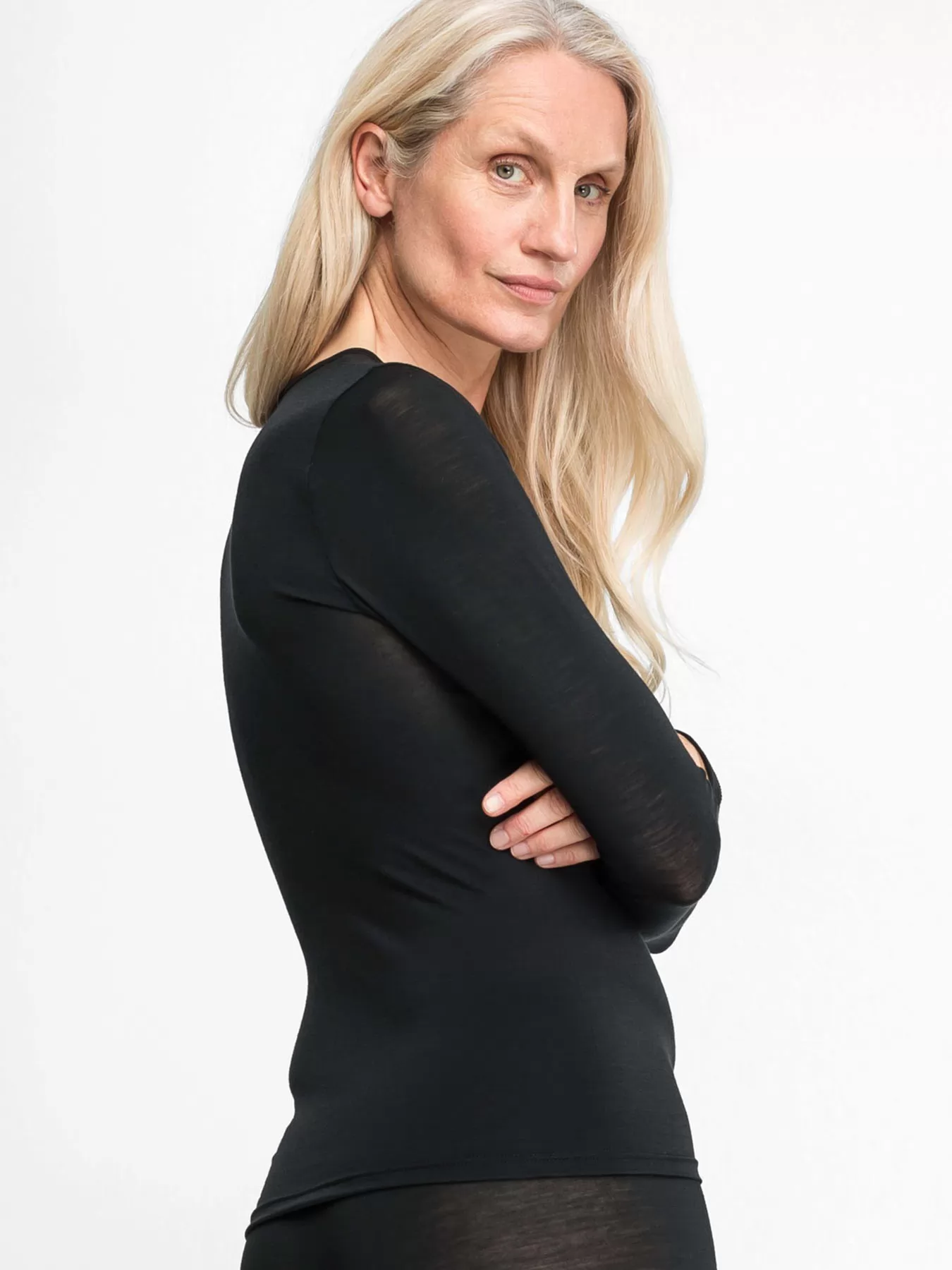 Czarny Koszulka Sylvia Speidel Sanja Wool Tencel 50349 - zdjęcie 2