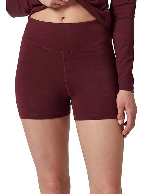 Bordowy Krótkie spodenki damskie z wełny Huber Wool Performance 016486 - zdjęcie 1