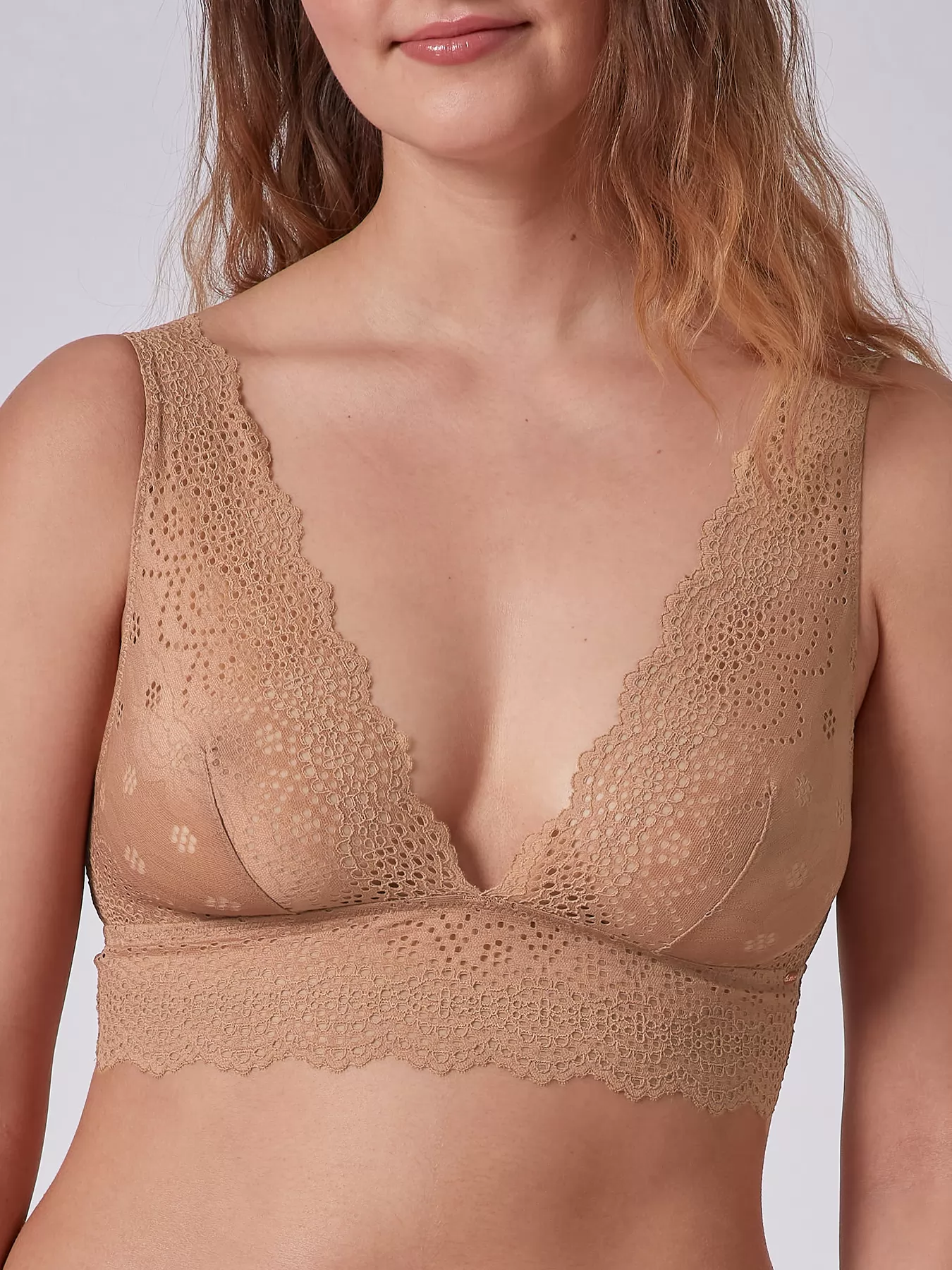 Beżowy, brązowy Biustonosz bez fiszbin Skiny Bamboo Lace 080582 - zdjęcie 1