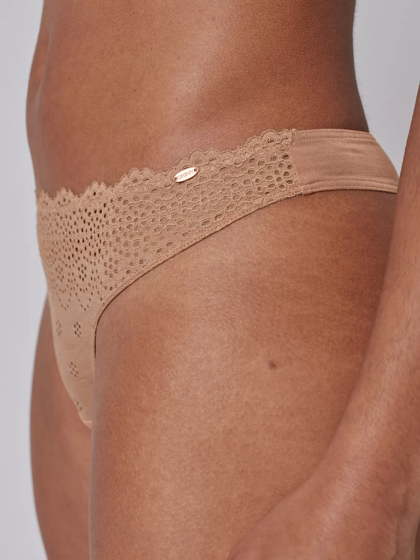 Beżowy, brązowy Stringi Skiny Bamboo Lace 080586 - zdjęcie 3