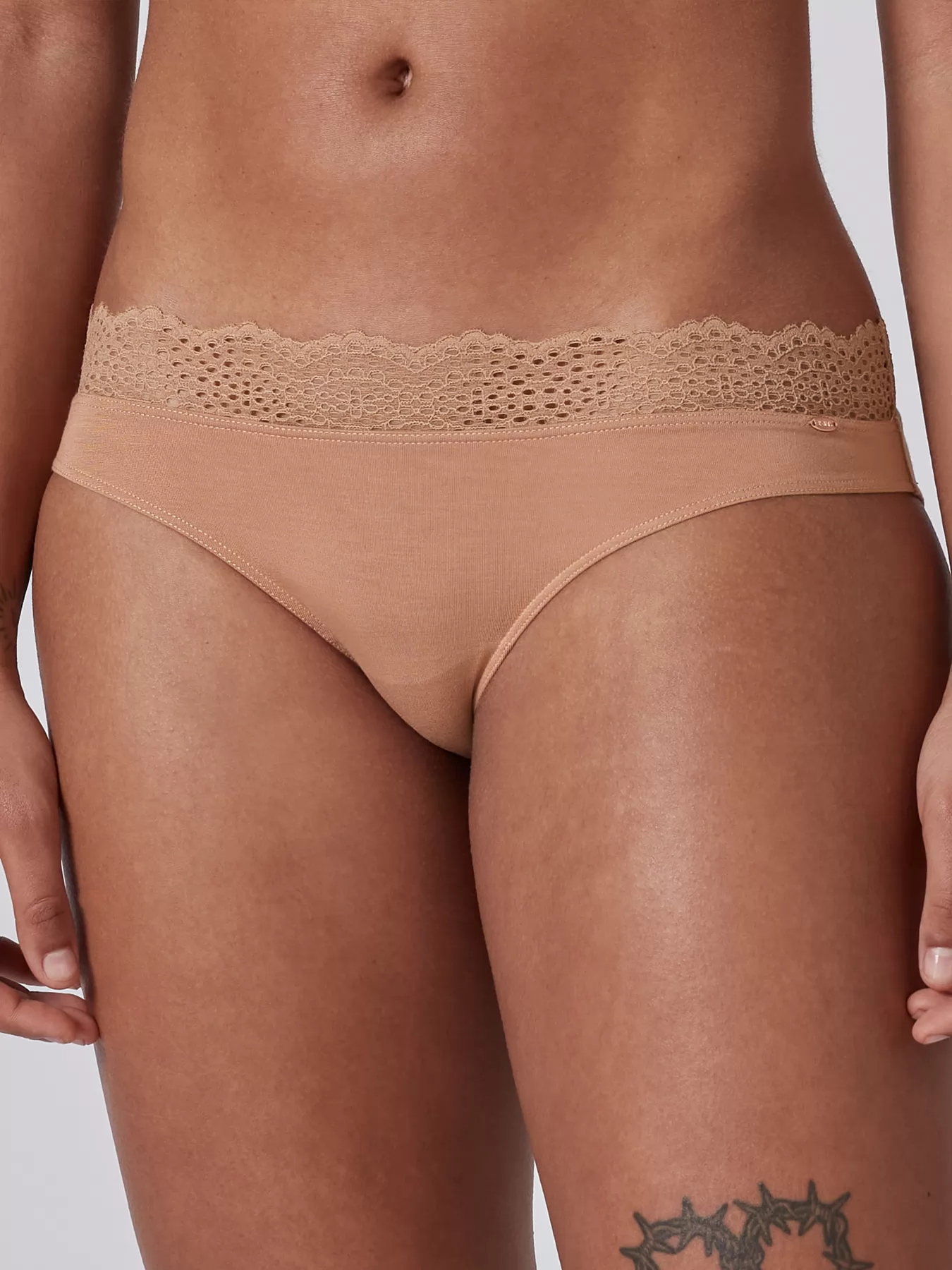 Beżowy, brązowy Figi Skiny Bamboo Lace 080587 - zdjęcie 1