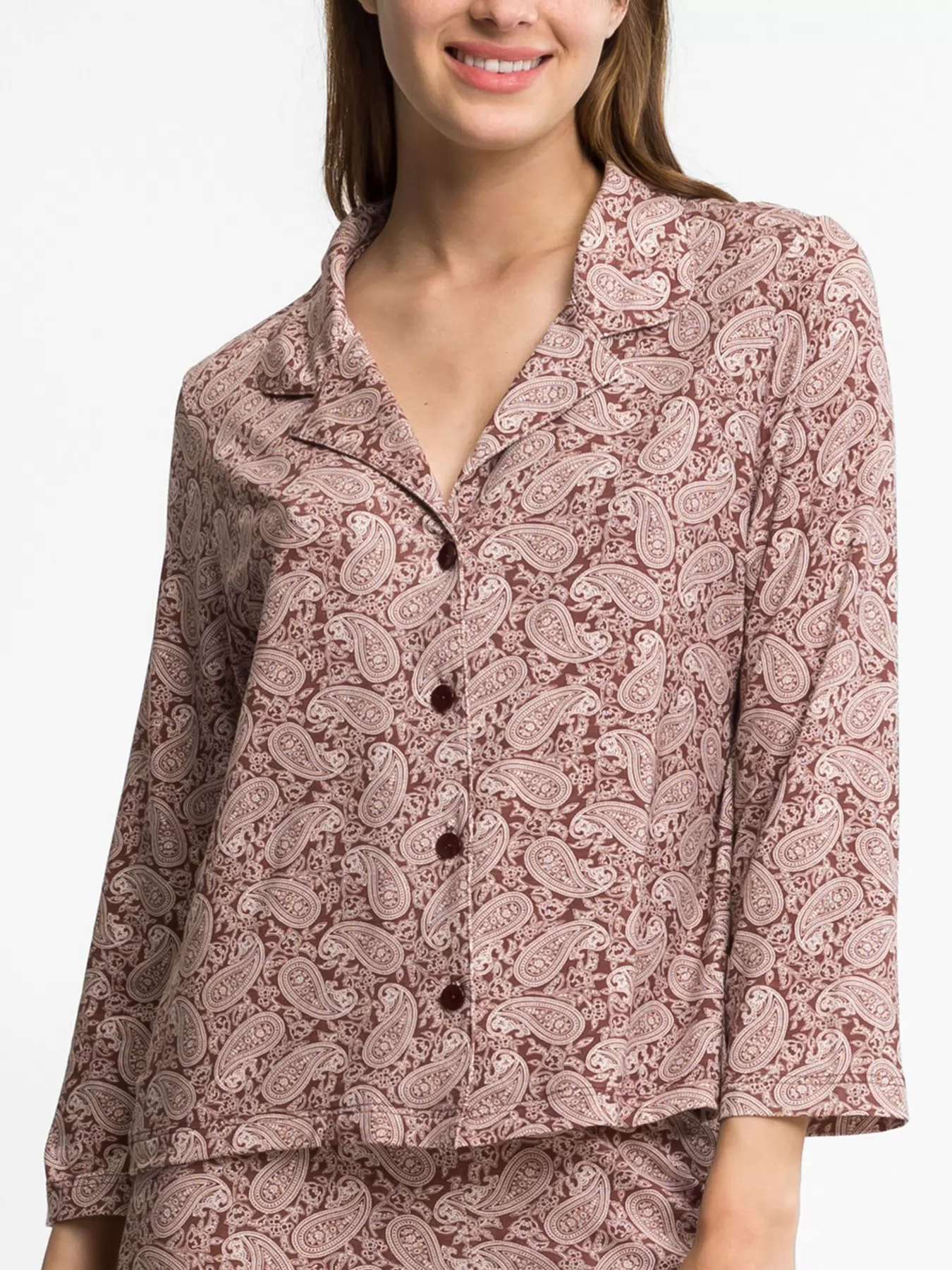 Brązowy, kremowy Góra od piżamy Sylvia Speidel Stephanie 55014 - zdjęcie 1