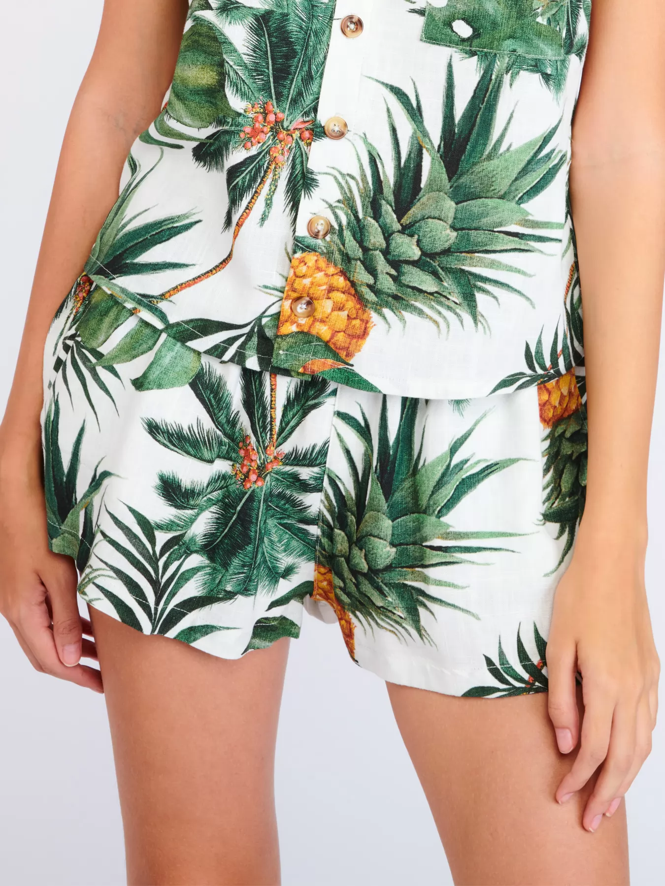 Biały, zielony Spodenki plażowe Banana Moon Ookow Palmspring - zdjęcie 1