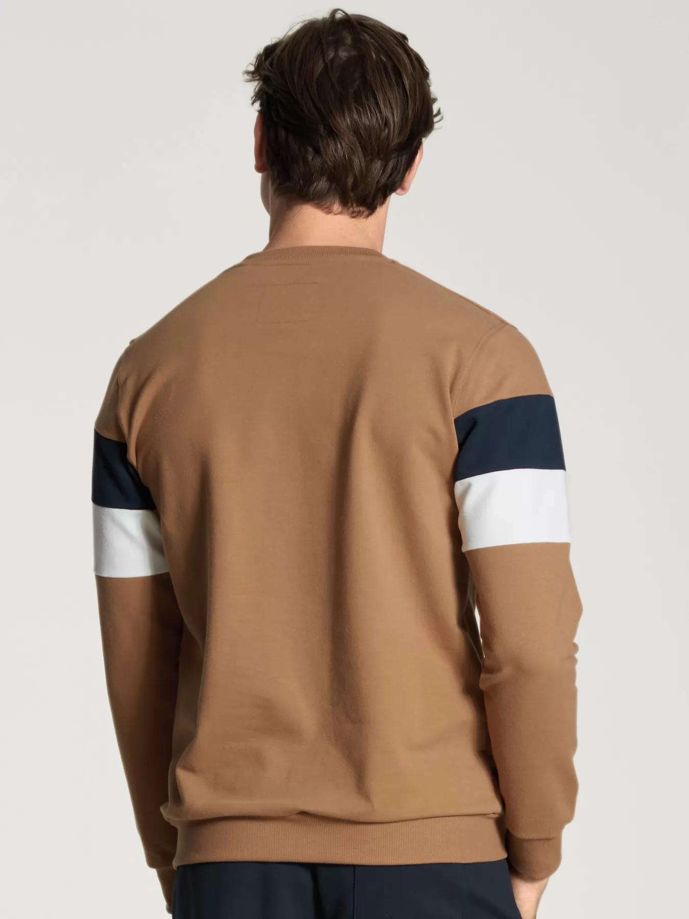 Biały, brązowy, granatowy Bluza dresowa męska Calida Remix Lounge Leisure 15111 - zdjęcie 2