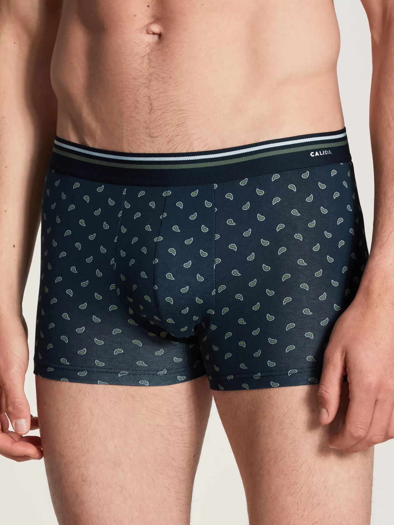 Granatowy, zielony Bokserki męskie Calida Cotton Code Design 26684 - zdjęcie 1