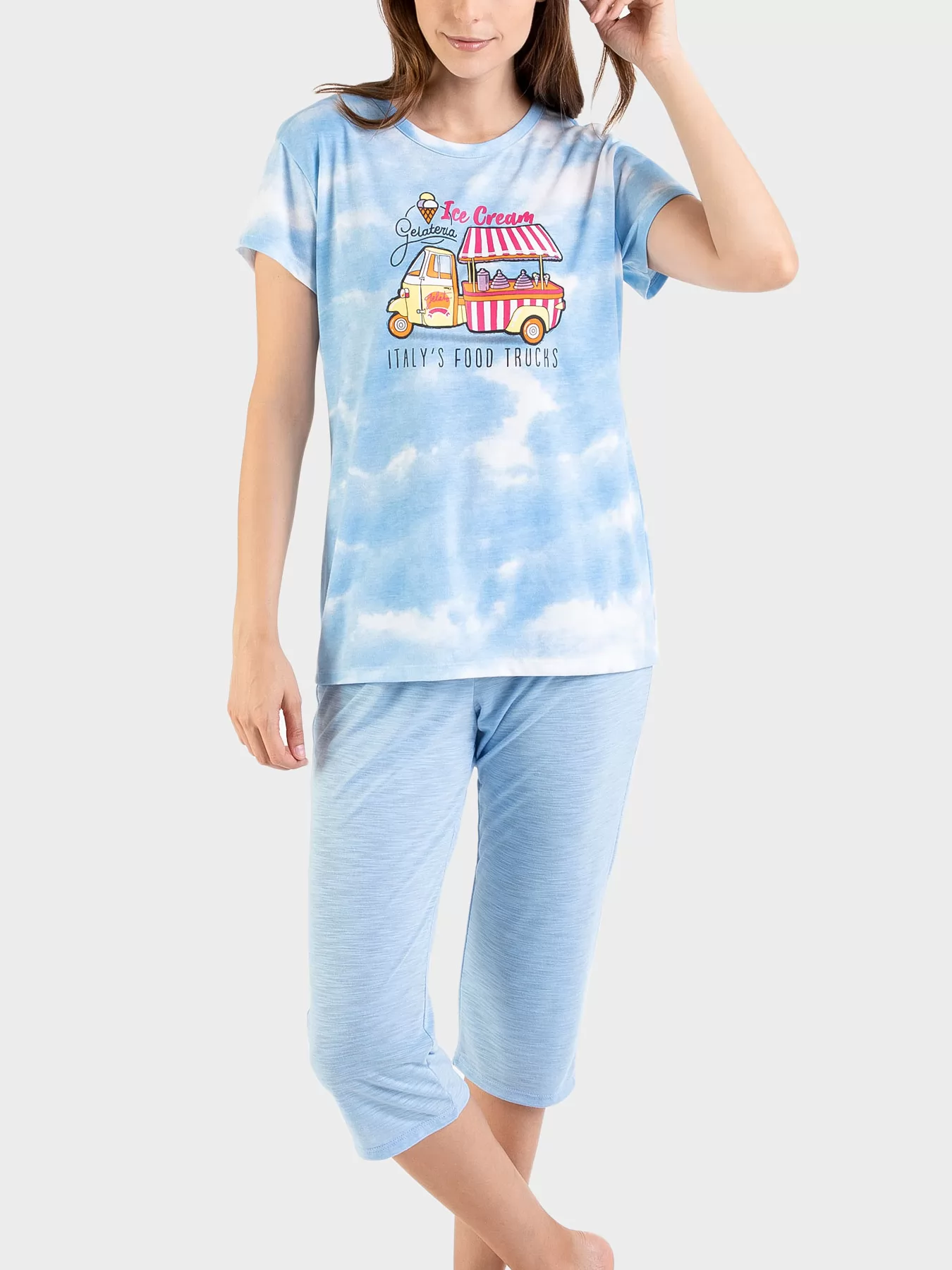 Biały, niebieski Piżama damska Massana 221210 - zdjęcie 1