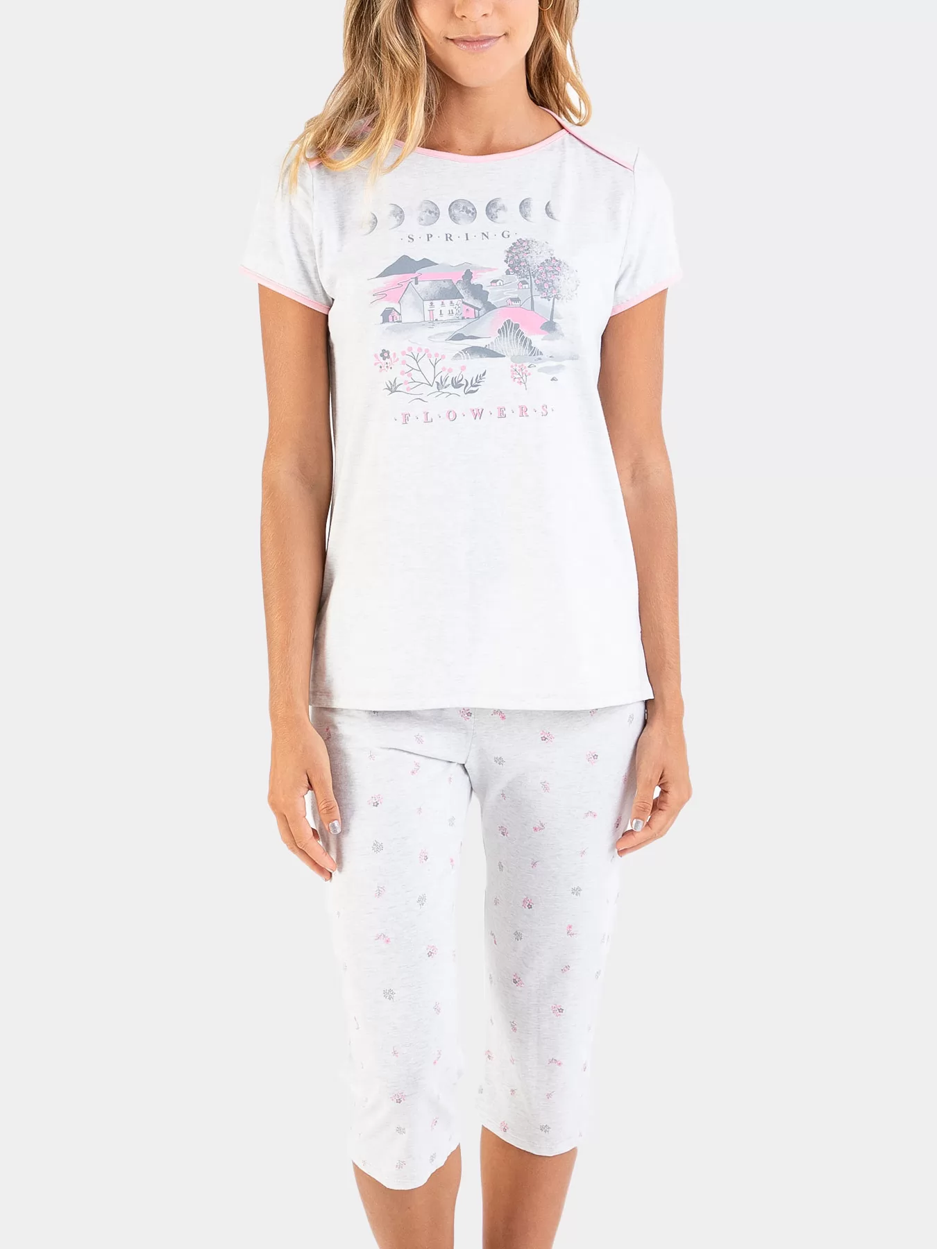 Pudrowy róż, różowy, szary Piżama damska Massana 221246 - zdjęcie 1