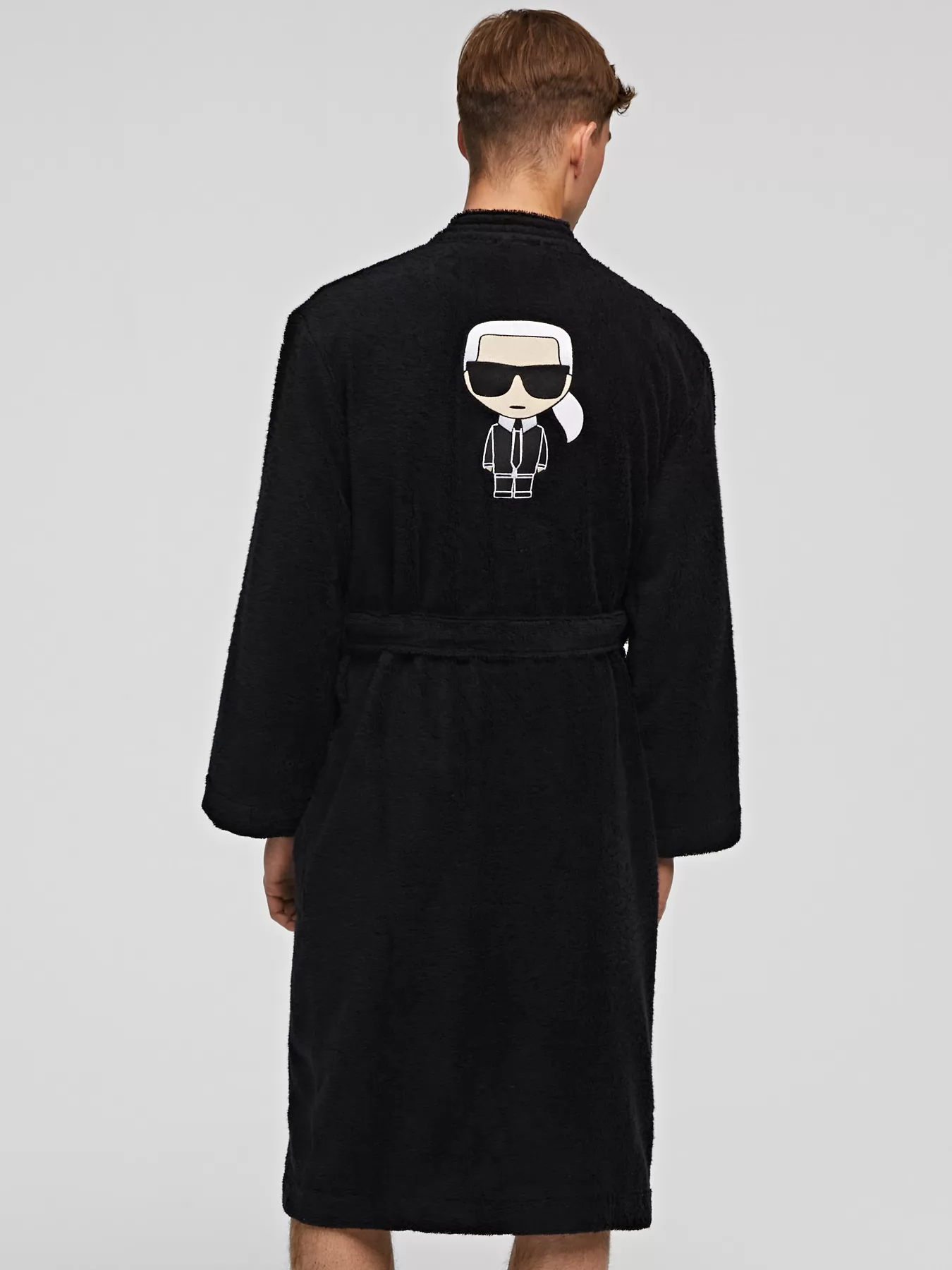 Czarny Szlafrok męski Karl Lagerfeld 220M2185 - zdjęcie 2