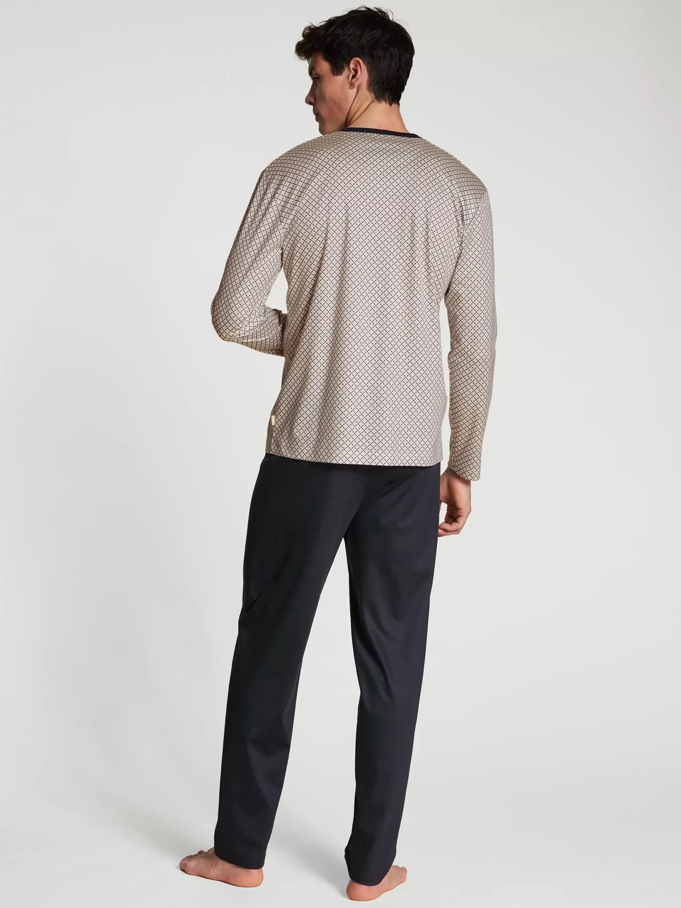 Beżowy, granatowy Piżama męska Calida Relax Selected 40686 - zdjęcie 2