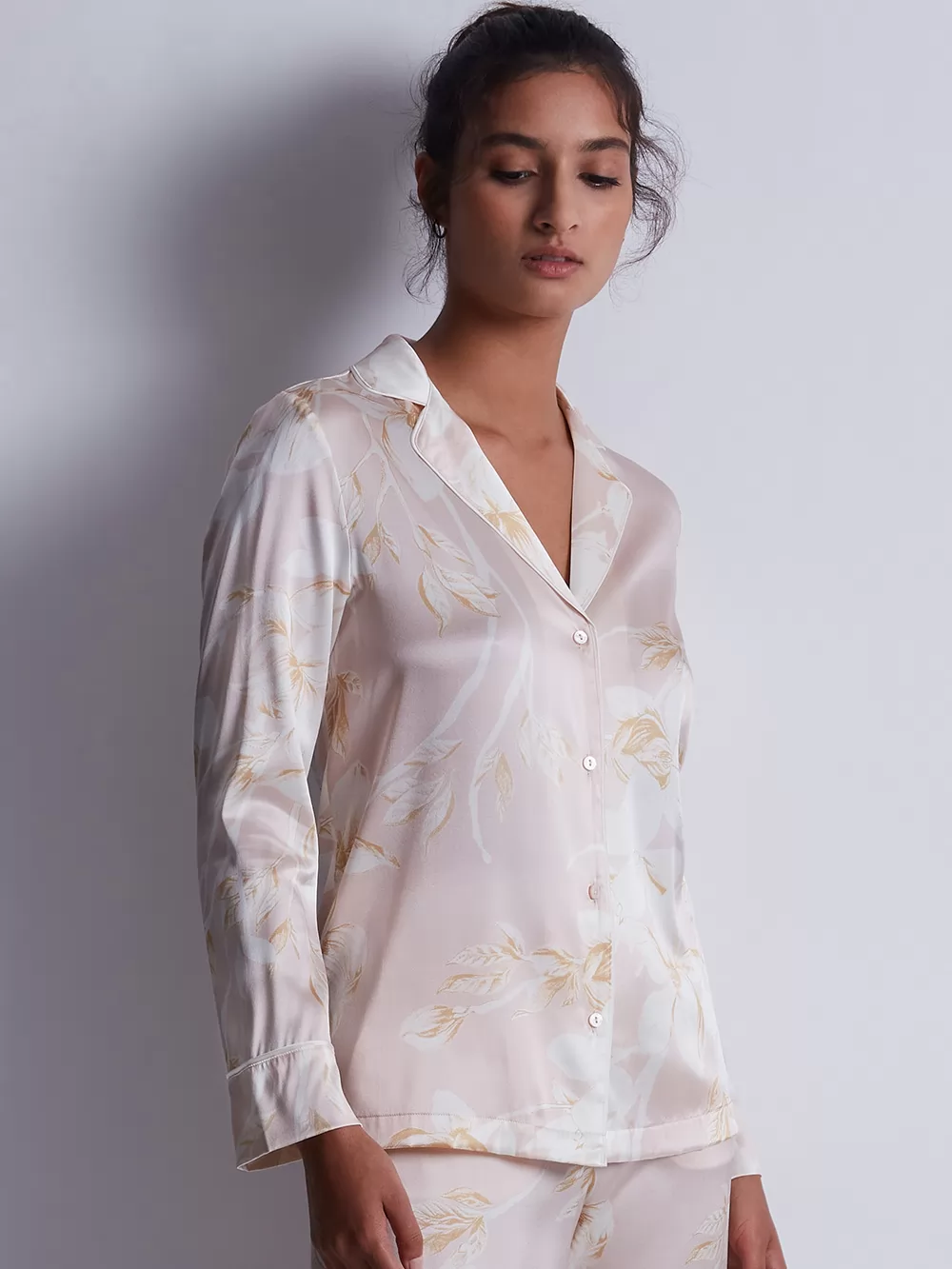 Biały, różowy Jedwabna koszulka nocna Aubade Silk By Night RT44 - zdjęcie 1