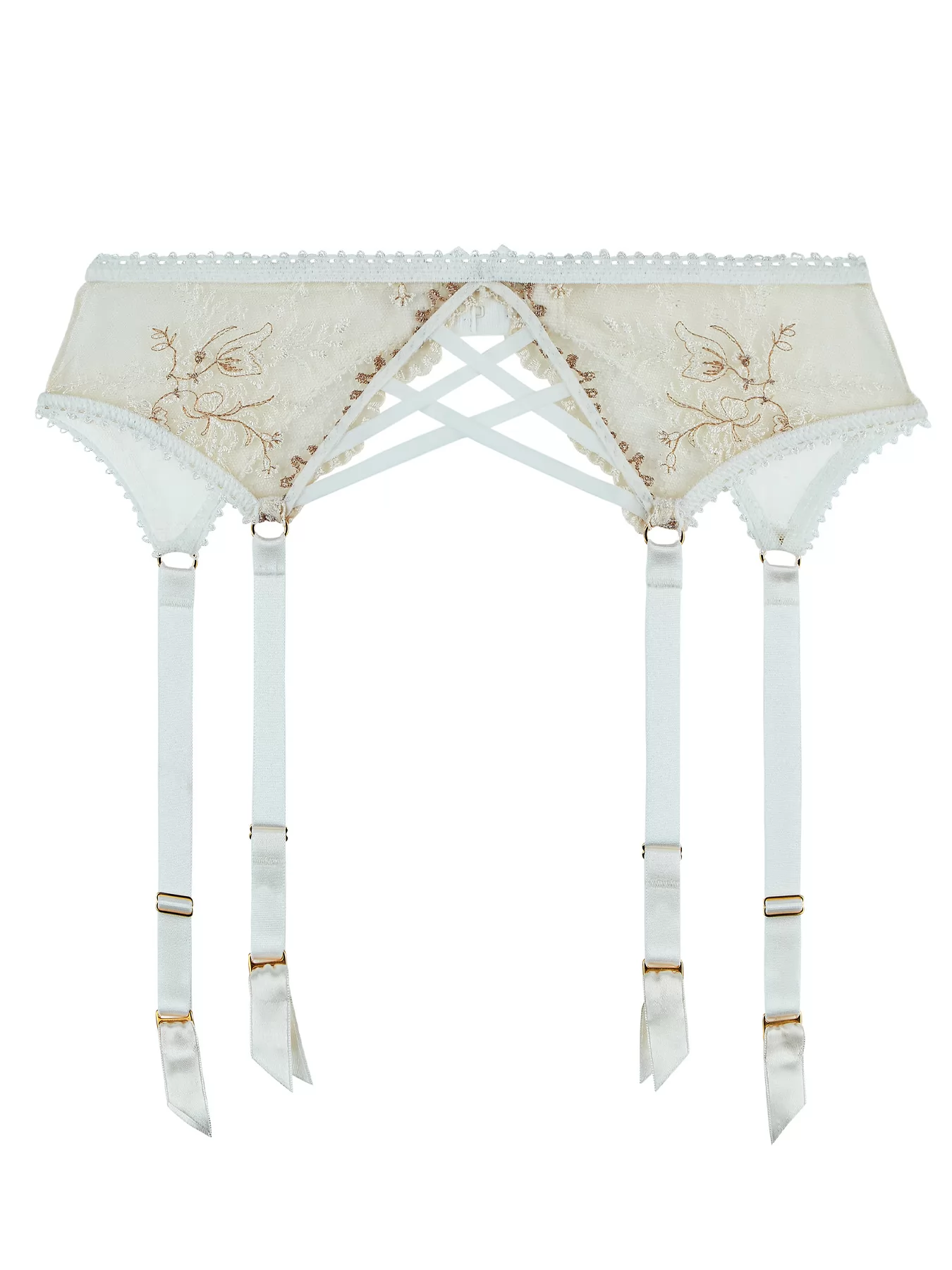 Beżowy, kremowy Pas do pończoch Aubade Tresor Infini ID50 - zdjęcie 5