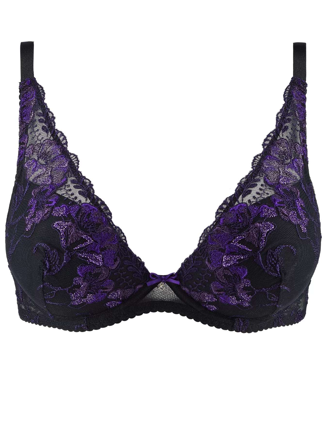 Czarny, fioletowy Biustonosz Aubade A Fleur de Toi IBN81-6 - zdjęcie 4
