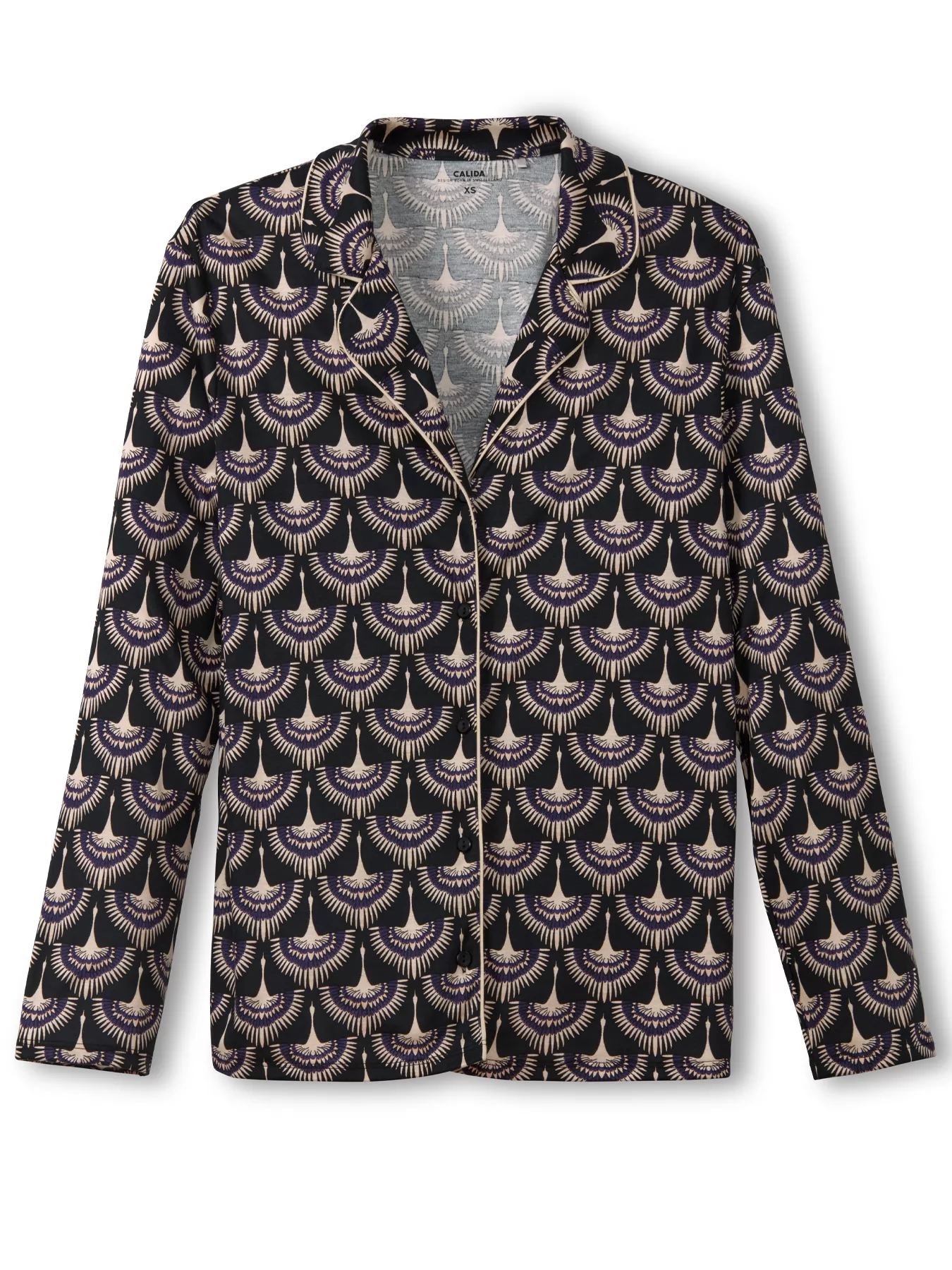 Beżowy, czarny Góra od jedwabnej piżamy Calida Favourites Seduction 15428 - zdjęcie 4