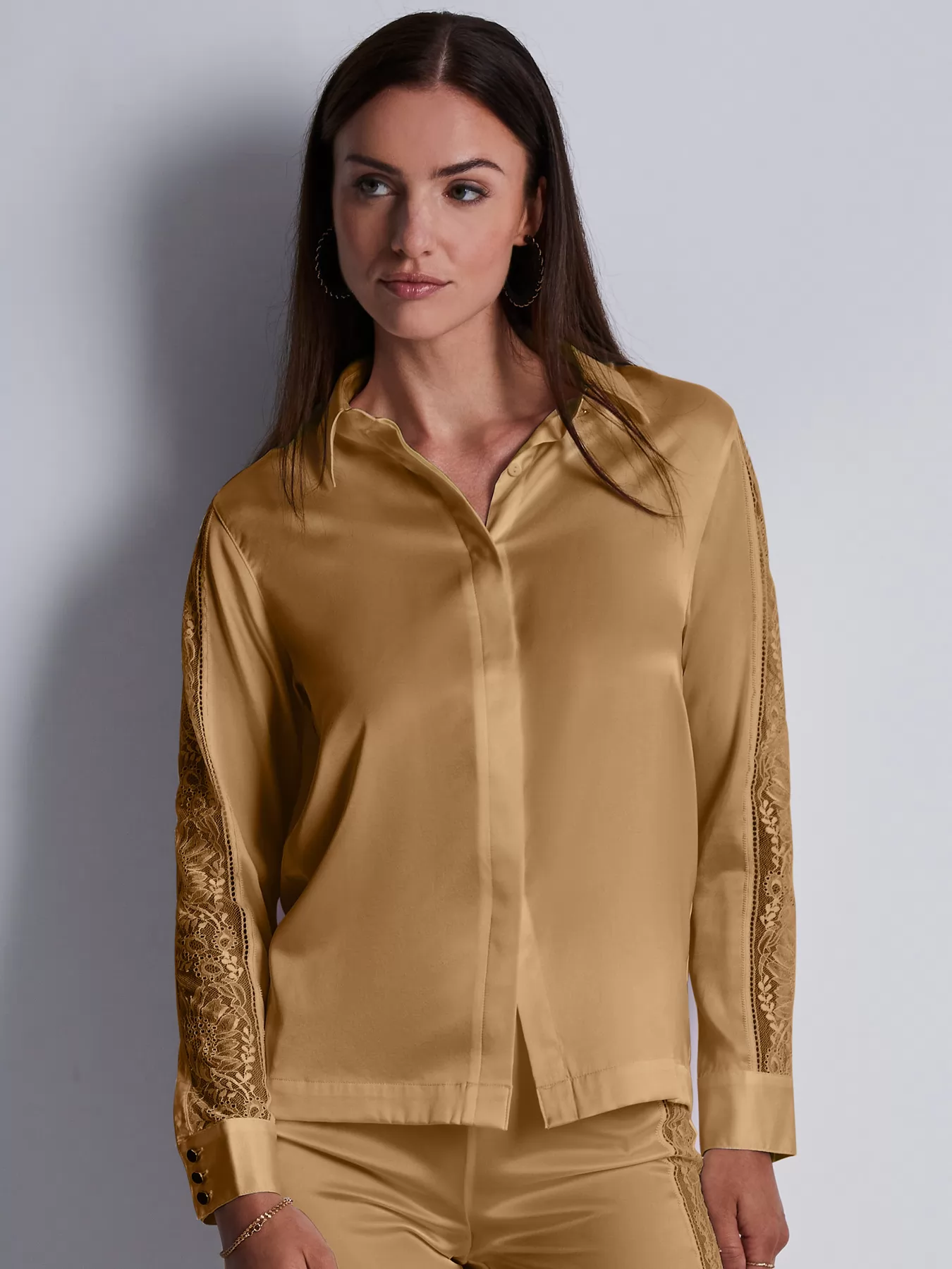 Złoty Jedwabna koszulka Aubade Midnight Whisper 2S44 - zdjęcie 1