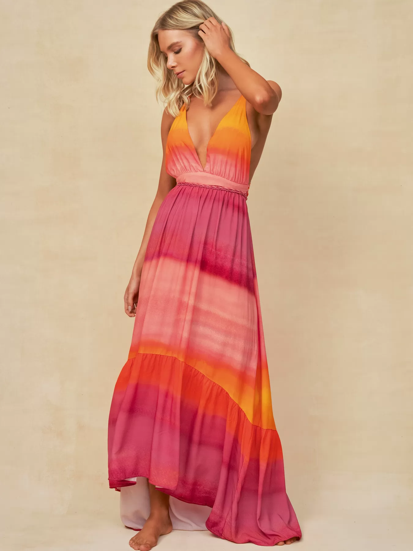 Pomarańczowy, różowy Sukienka plażowa Maaji Flaming Sunset PT2190CL - zdjęcie 4