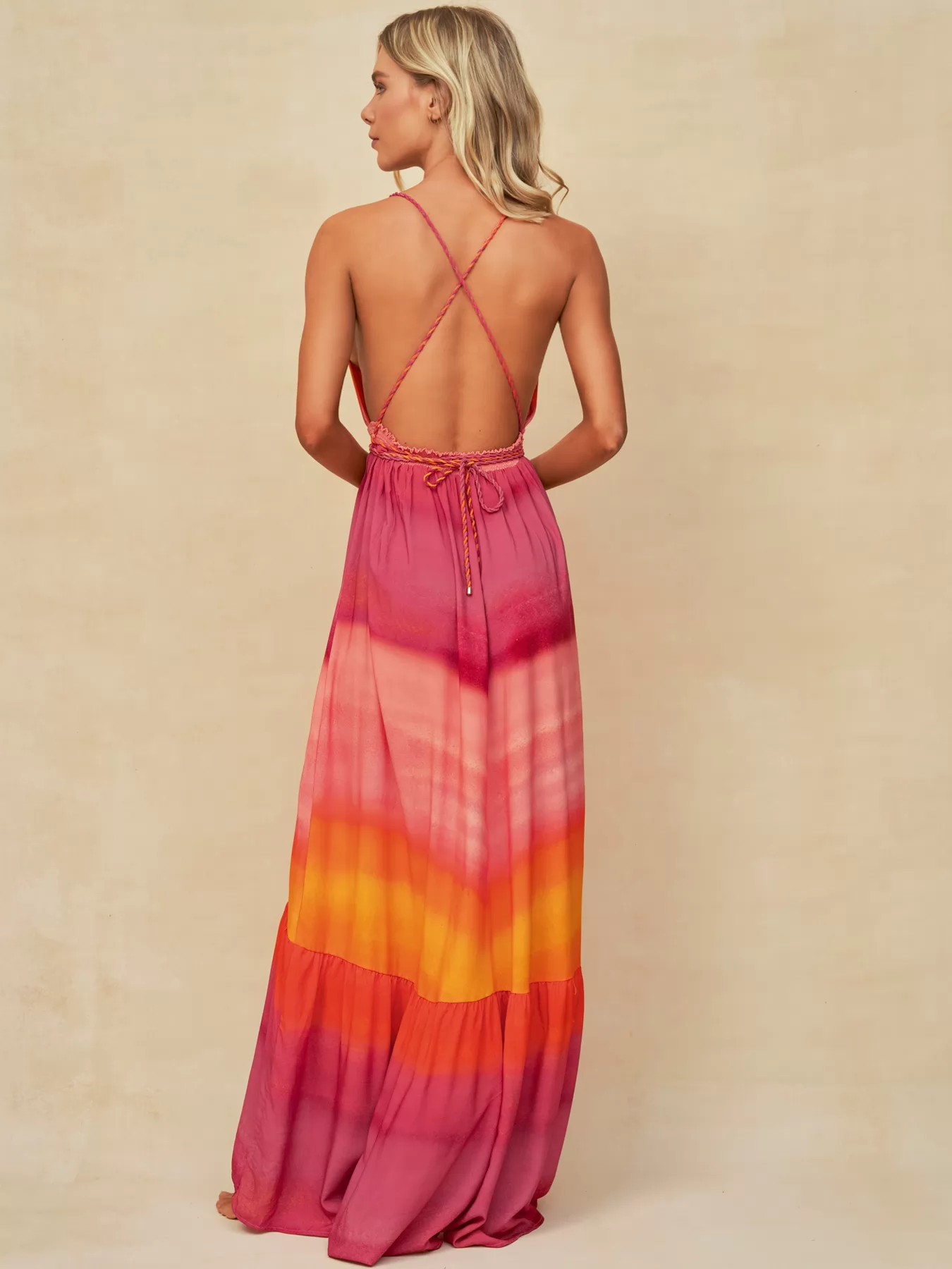 Pomarańczowy, różowy Sukienka plażowa Maaji Flaming Sunset PT2190CL - zdjęcie 5