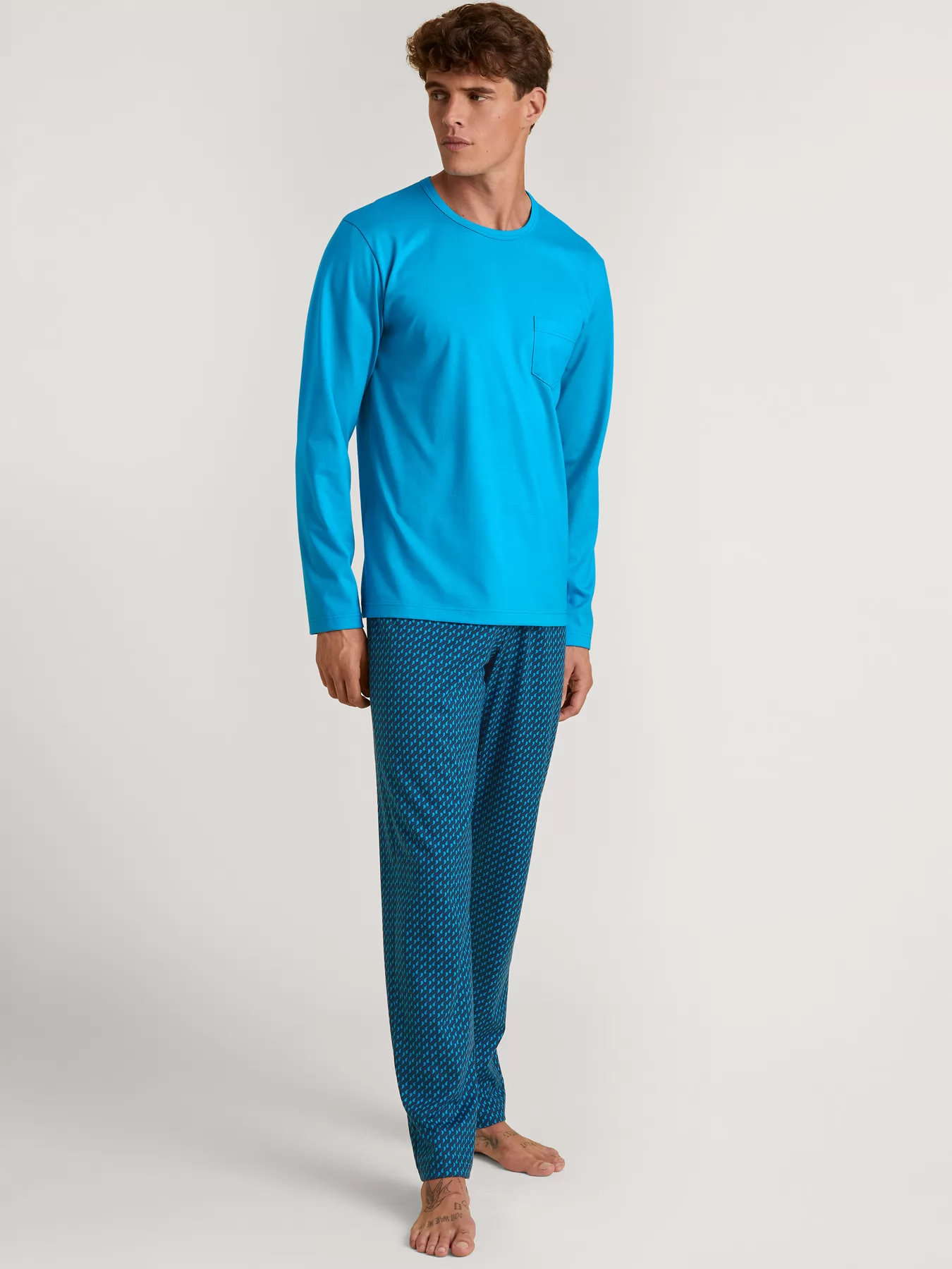 Granatowy, niebieski Piżama męska Calida Relax Imprint 47387 - zdjęcie 1