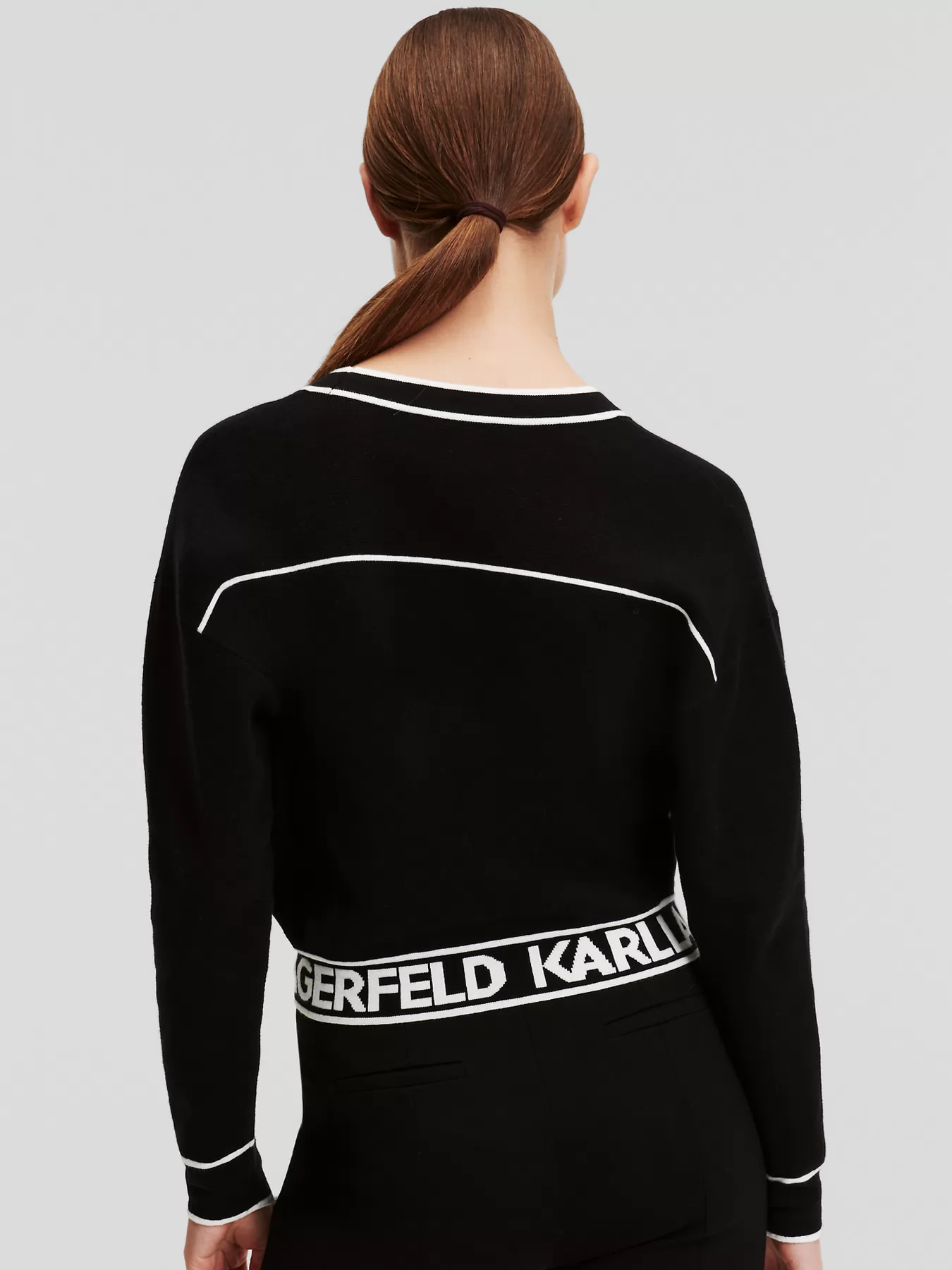 Czarno-biały, czarny Kardigan damski Karl Lagerfeld 231W2011 - zdjęcie 2