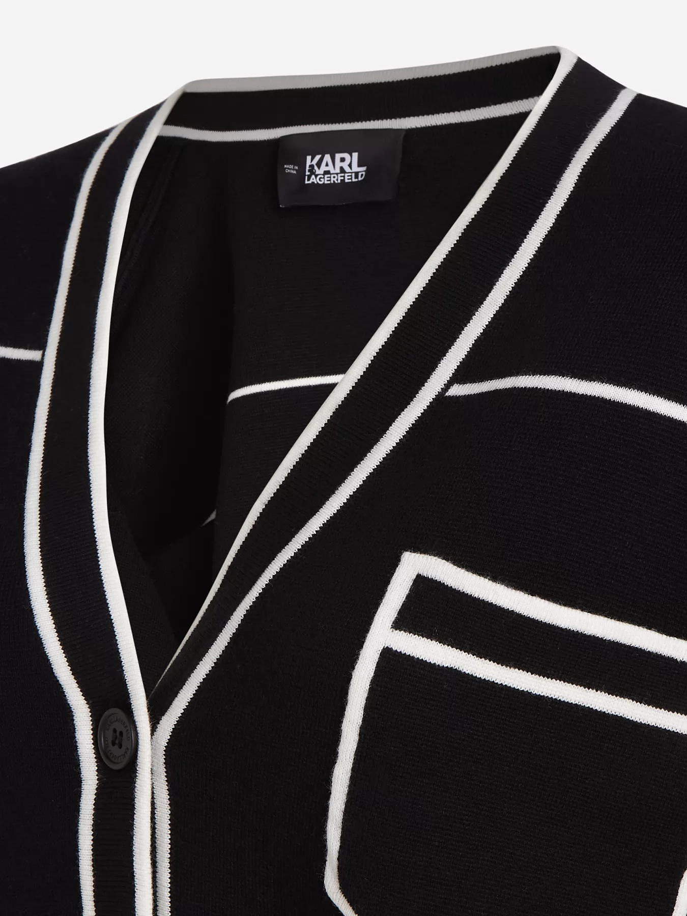 Czarno-biały, czarny Kardigan damski Karl Lagerfeld 231W2011 - zdjęcie 5