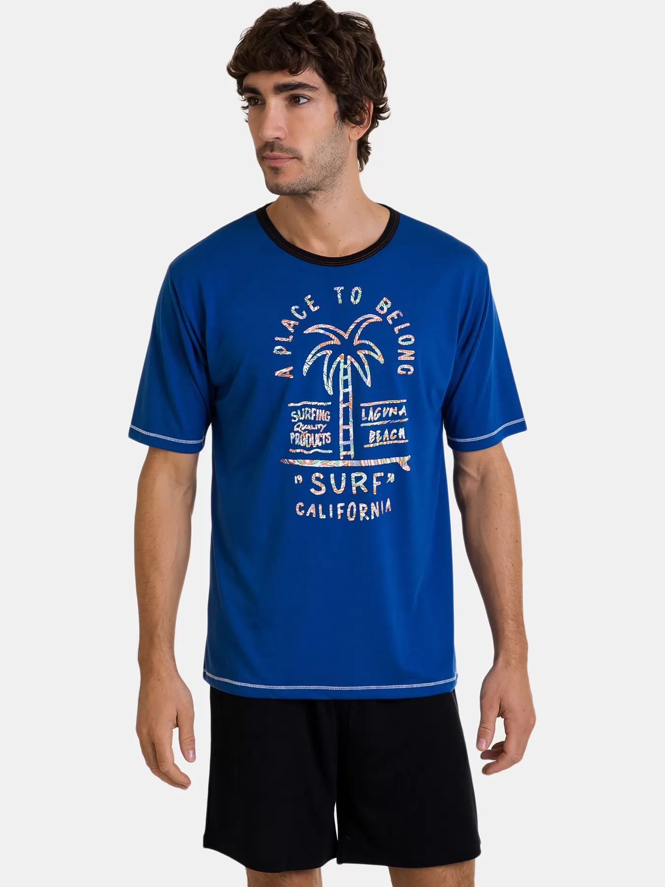 Granatowy, niebieski Piżama męska Massana 241330 - zdjęcie 1