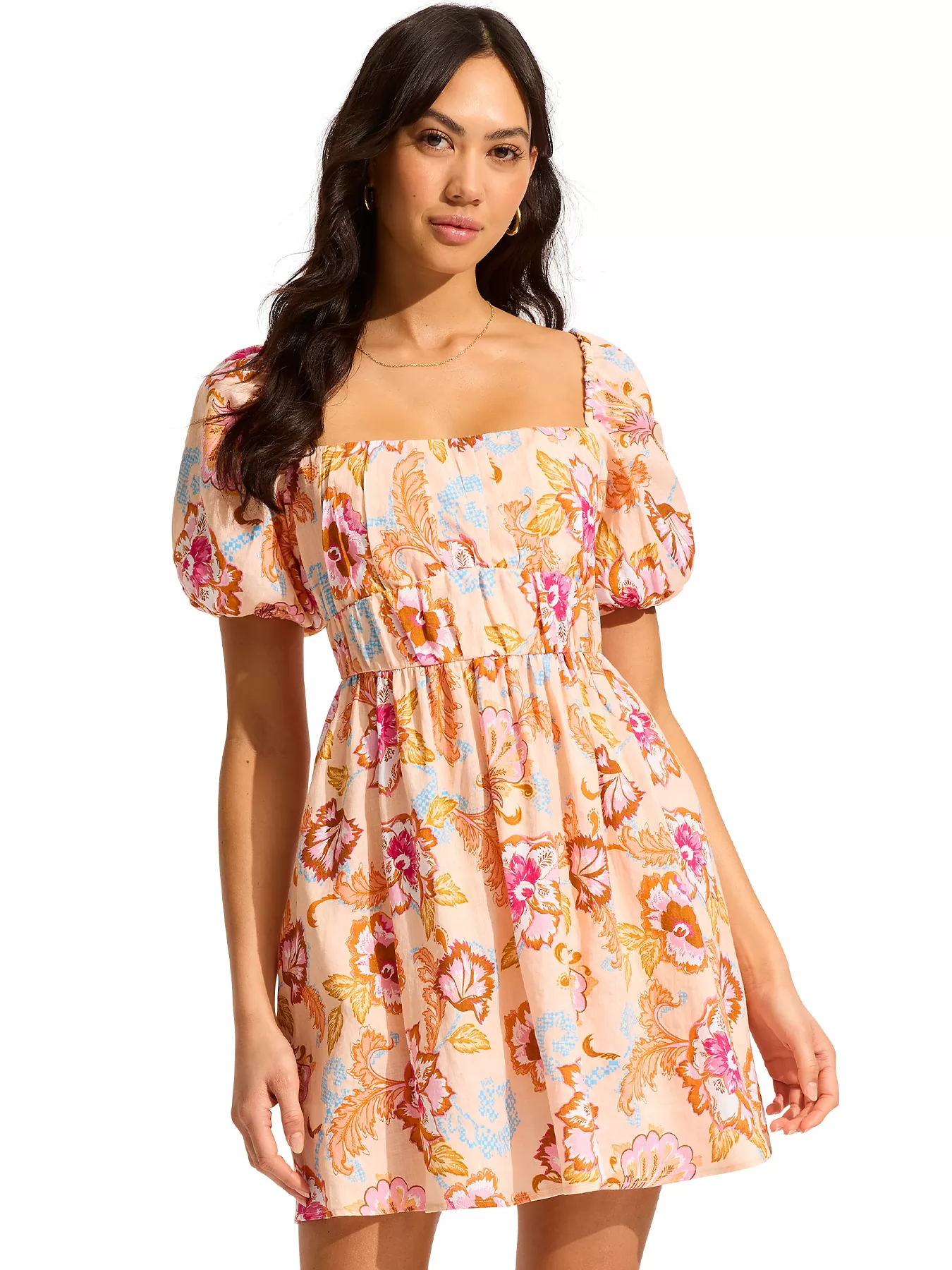 Pomarańczowy, różowy Sukienka plażowa Seafolly Spring Festival 55259-DR - zdjęcie 1