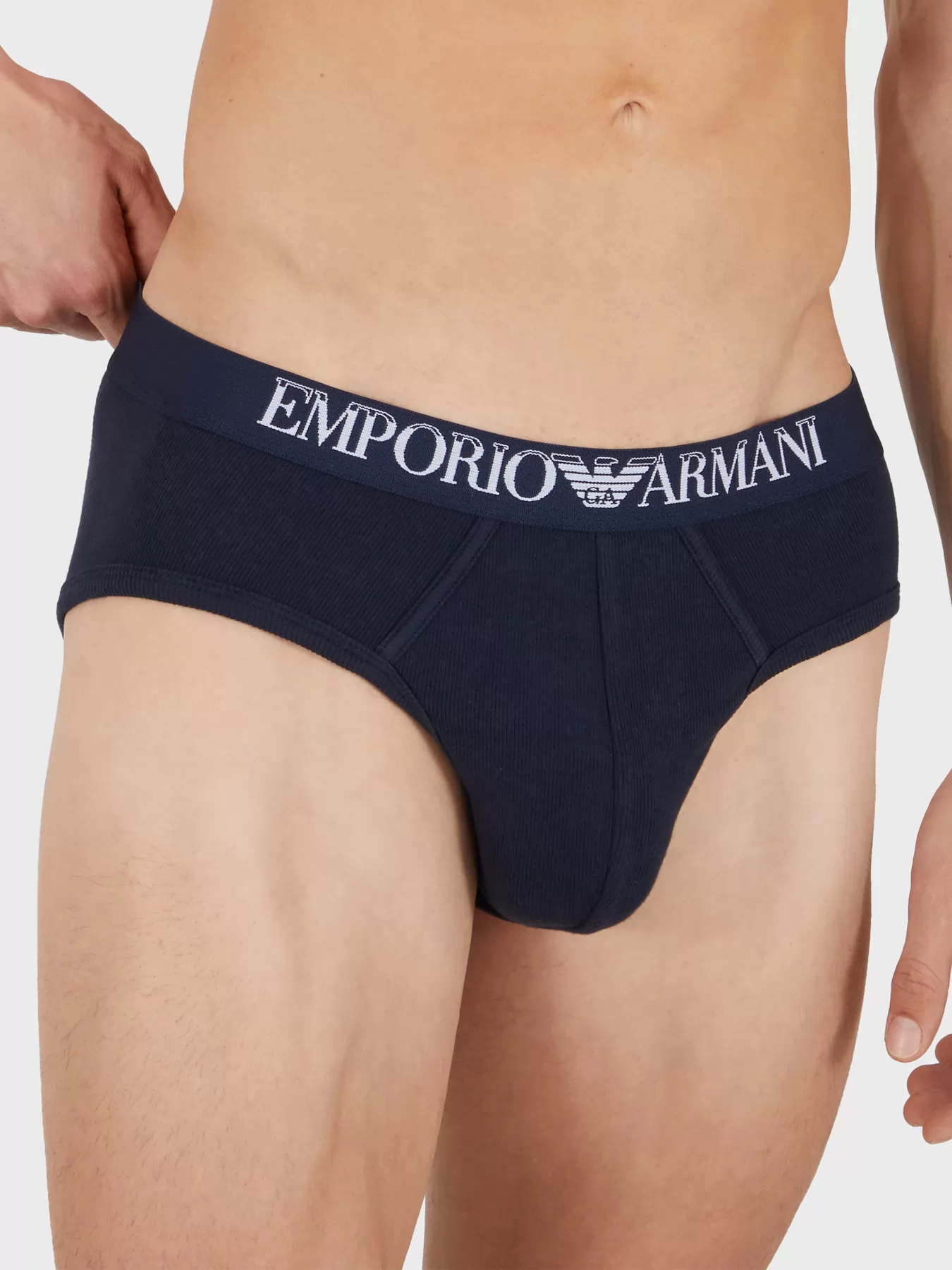 Biały, granatowy Slipy męskie 2PACK Emporio Armani 1120794R502 - zdjęcie 3