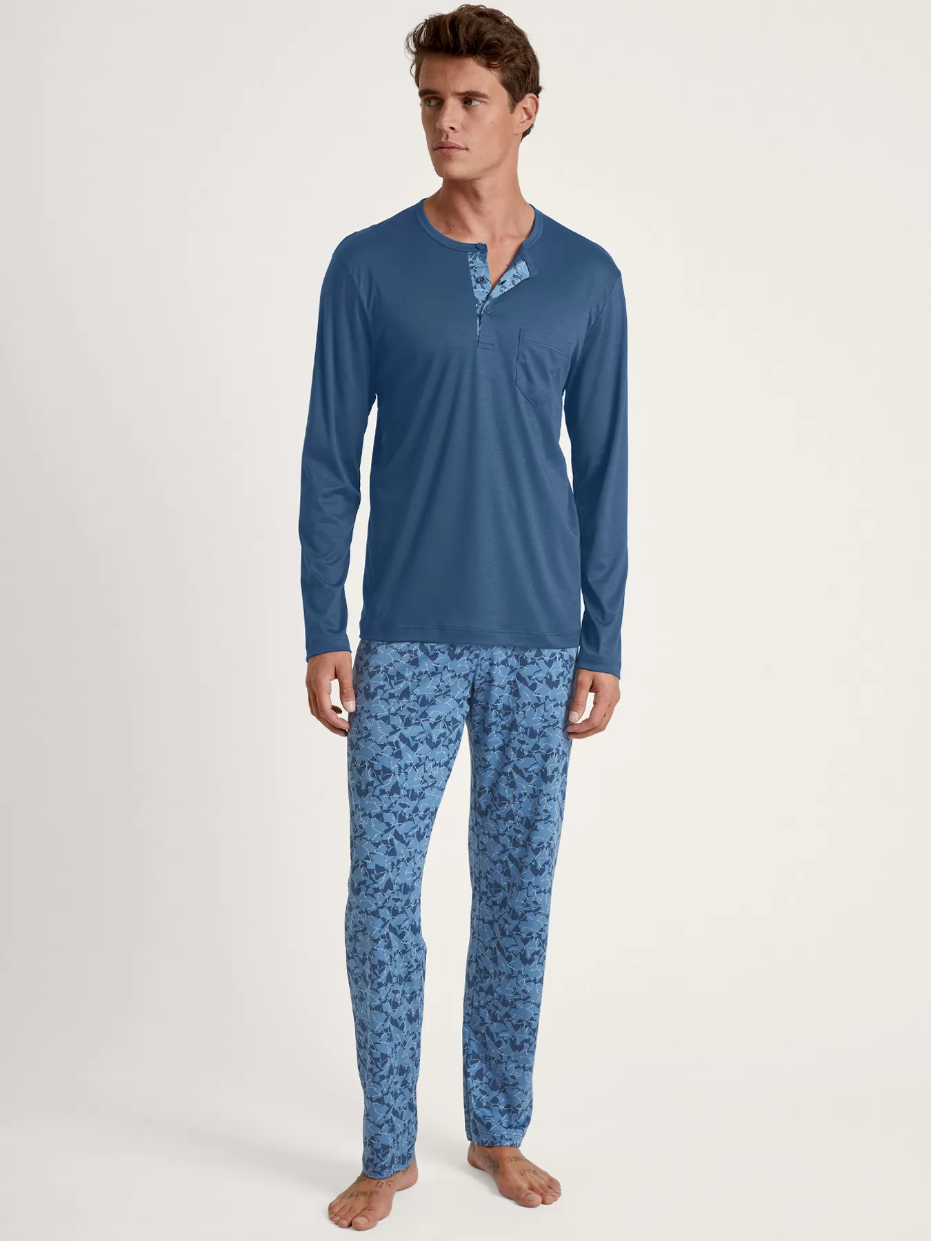 Granatowy, niebieski Piżama męska Calida Relax Superlight 41688 - zdjęcie 1