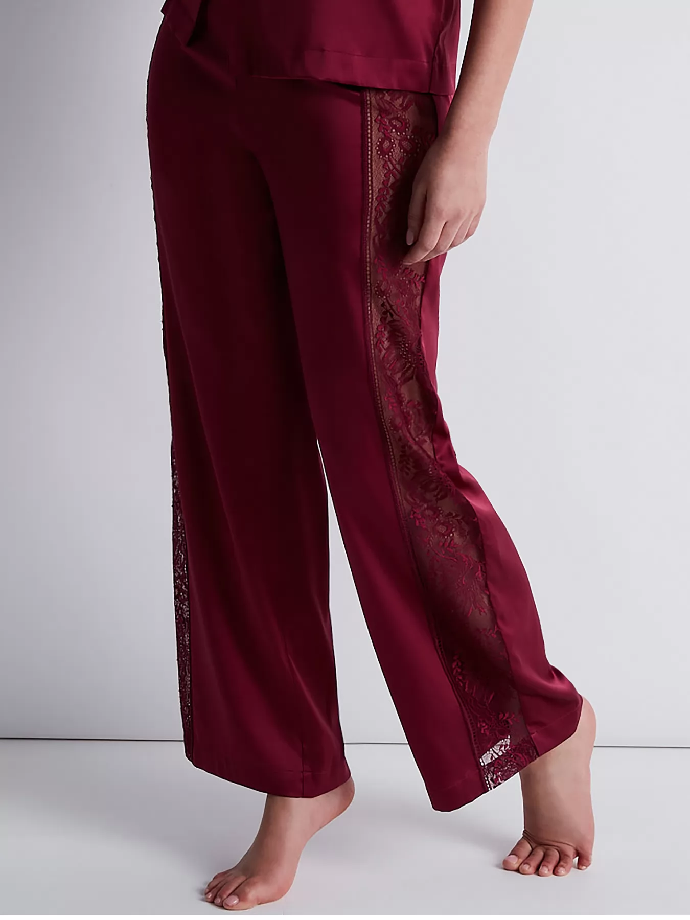 Bordowy, czerwony Jedwabne spodnie Aubade Midnight Whisper 2S60 - zdjęcie 3