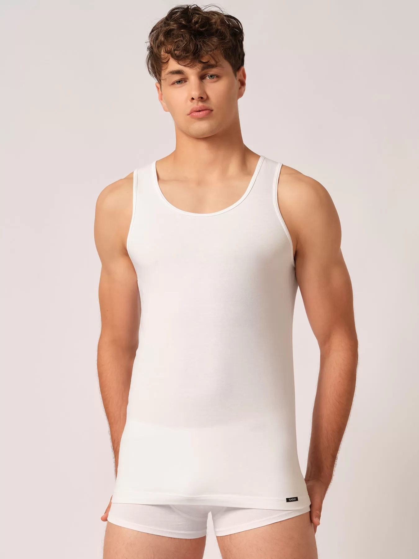 Biały Podkoszulka męska 2PACK Skiny Cotton Advantage 080806 - zdjęcie 1