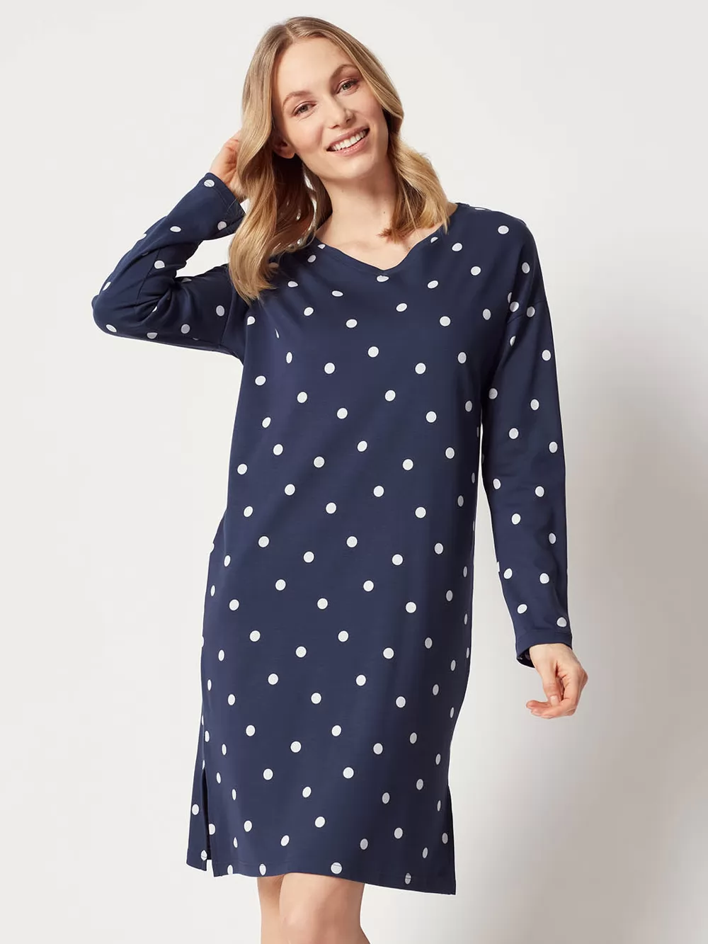 Granatowy, wielobarwny Koszula nocna Huber Basic Selection 019018 - zdjęcie 1