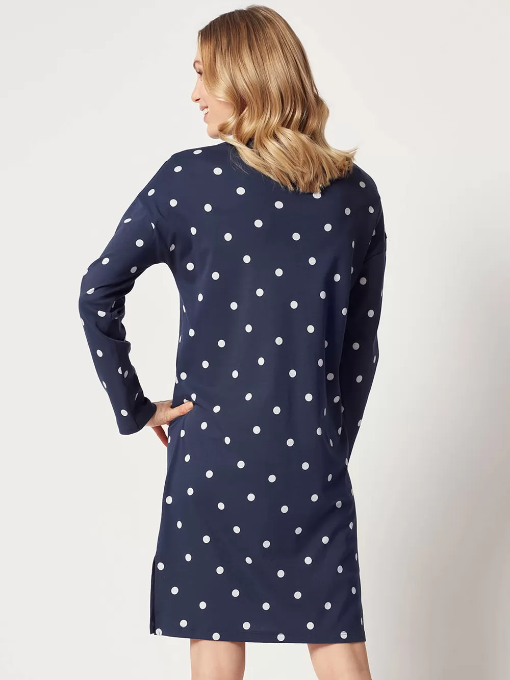 Granatowy, wielobarwny Koszula nocna Huber Basic Selection 019018 - zdjęcie 2