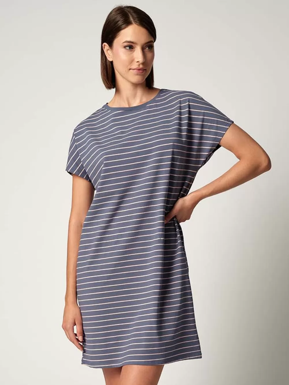 Wielobarwny, niebieski Koszula nocna Huber Basic Selection 019017 - zdjęcie 1