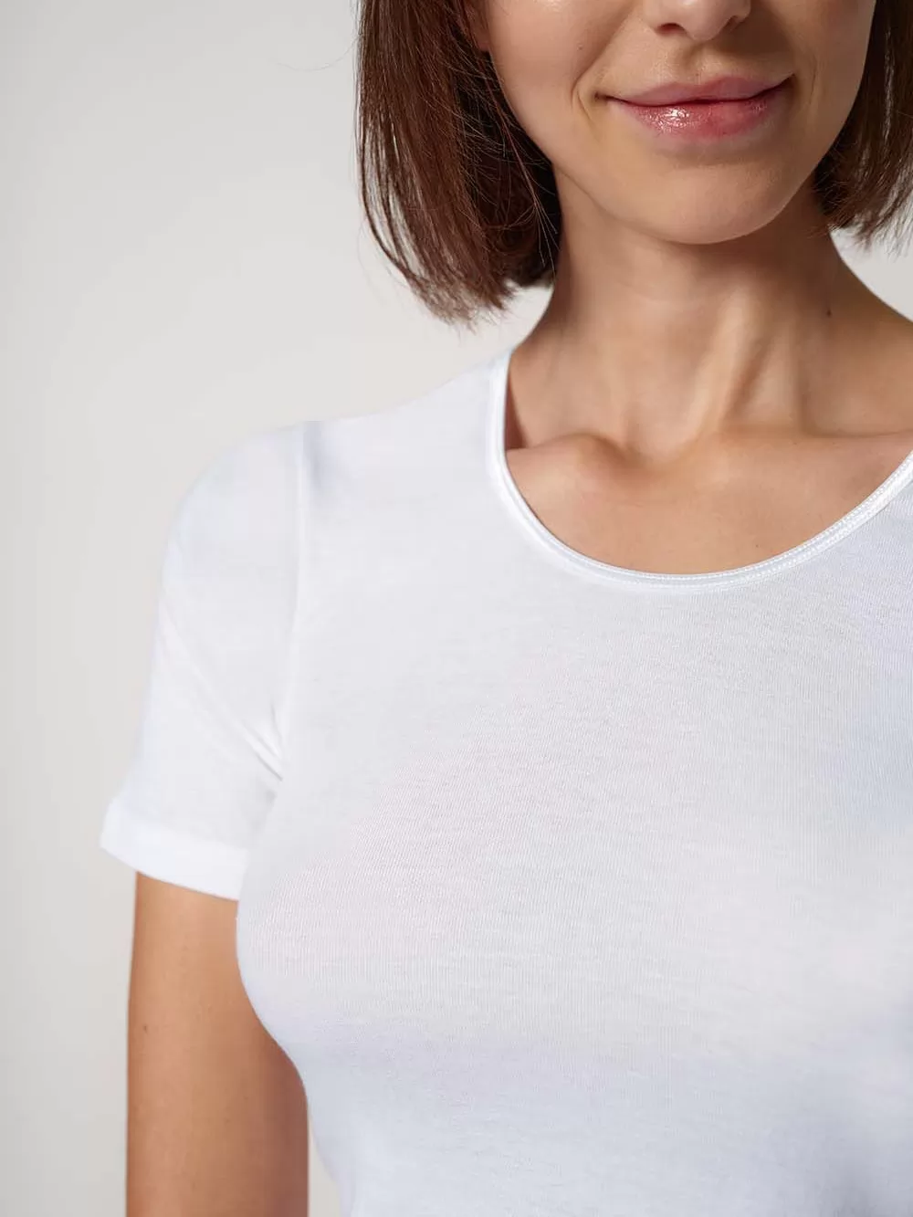 Biały Koszulka damska Huber Cotton Fine Rib 014983 - zdjęcie 3