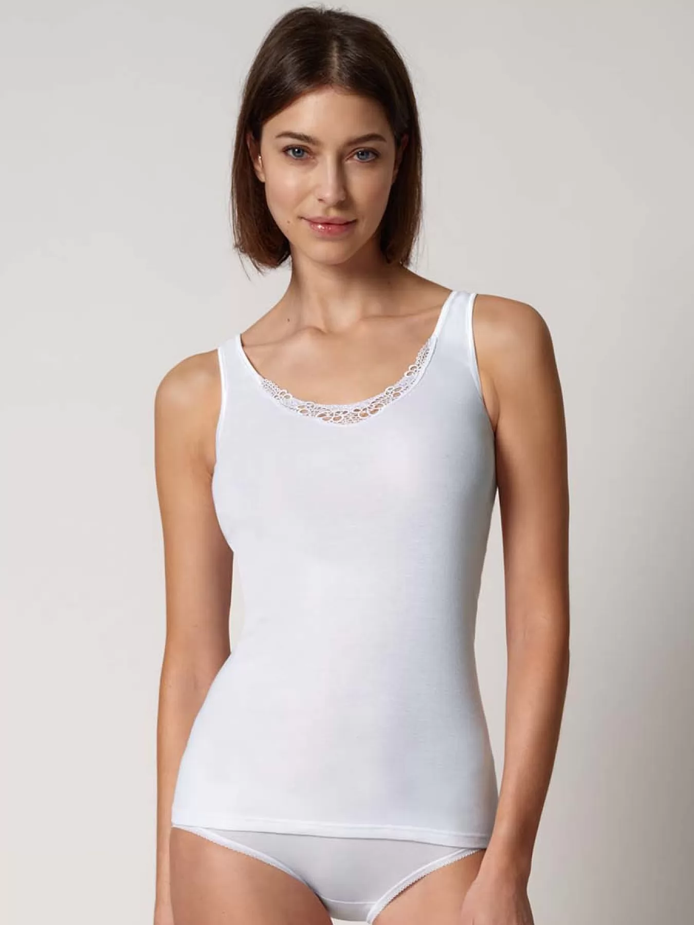 Biały Koszulka damska Huber Cotton Embroidery 015021 - zdjęcie 1