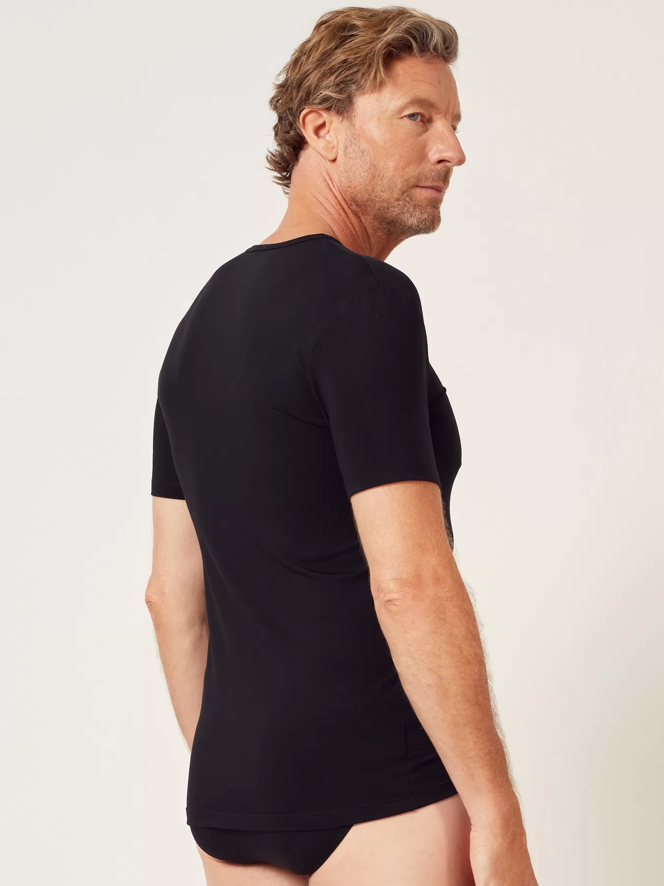 Czarny Koszulka męska Huber Cool Lyocell Selection 110053 - zdjęcie 2