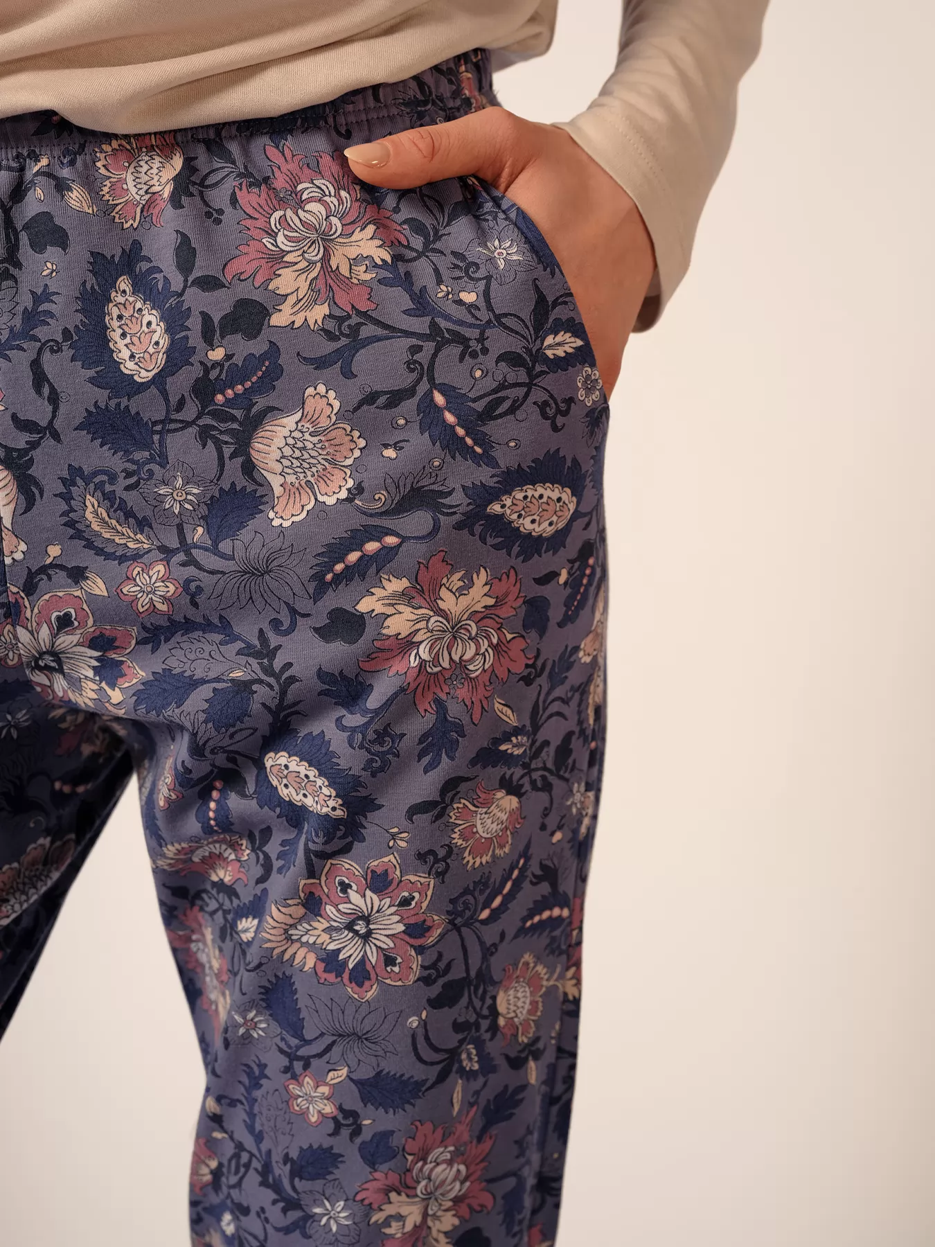 Fioletowy, wielobarwny Spodnie damskie Huber Basic Selection 019014 - zdjęcie 3