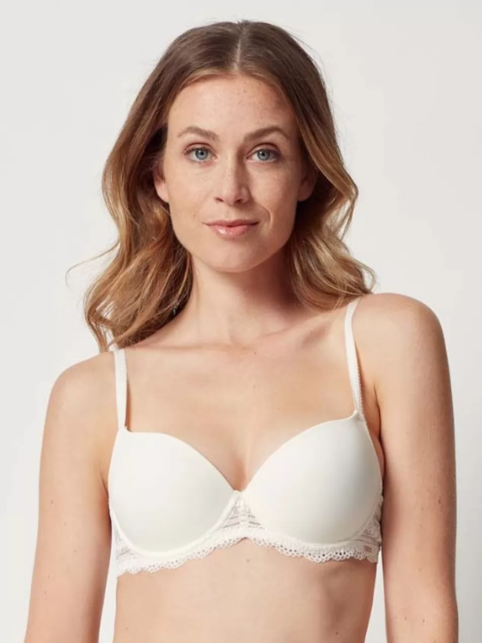 Kremowy Biustonosz push-up Huber Micro Lace 015585 - zdjęcie 1