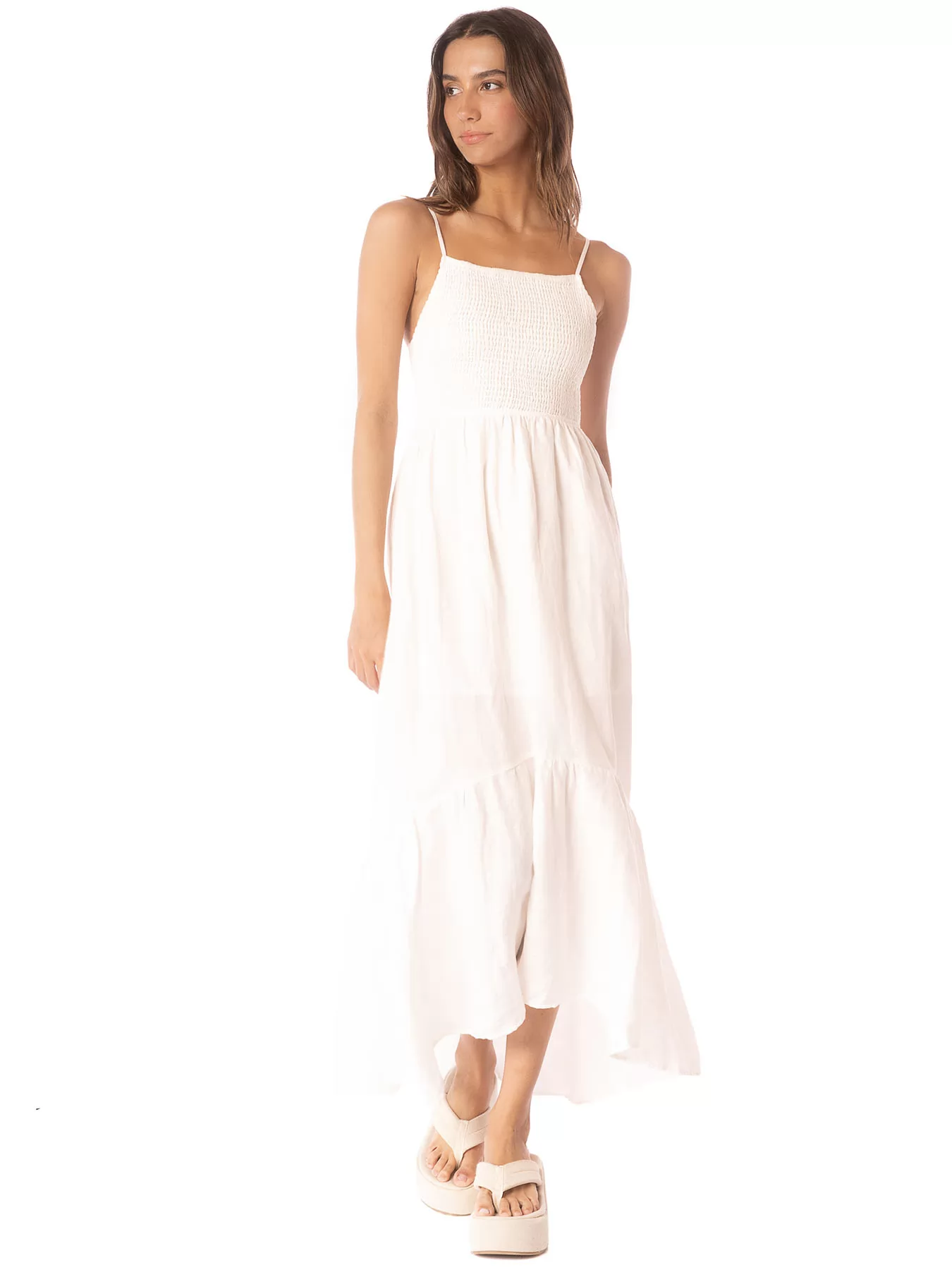 Biały Lniana sukienka plażowa Maaji Isadora PT2123CL - zdjęcie 1