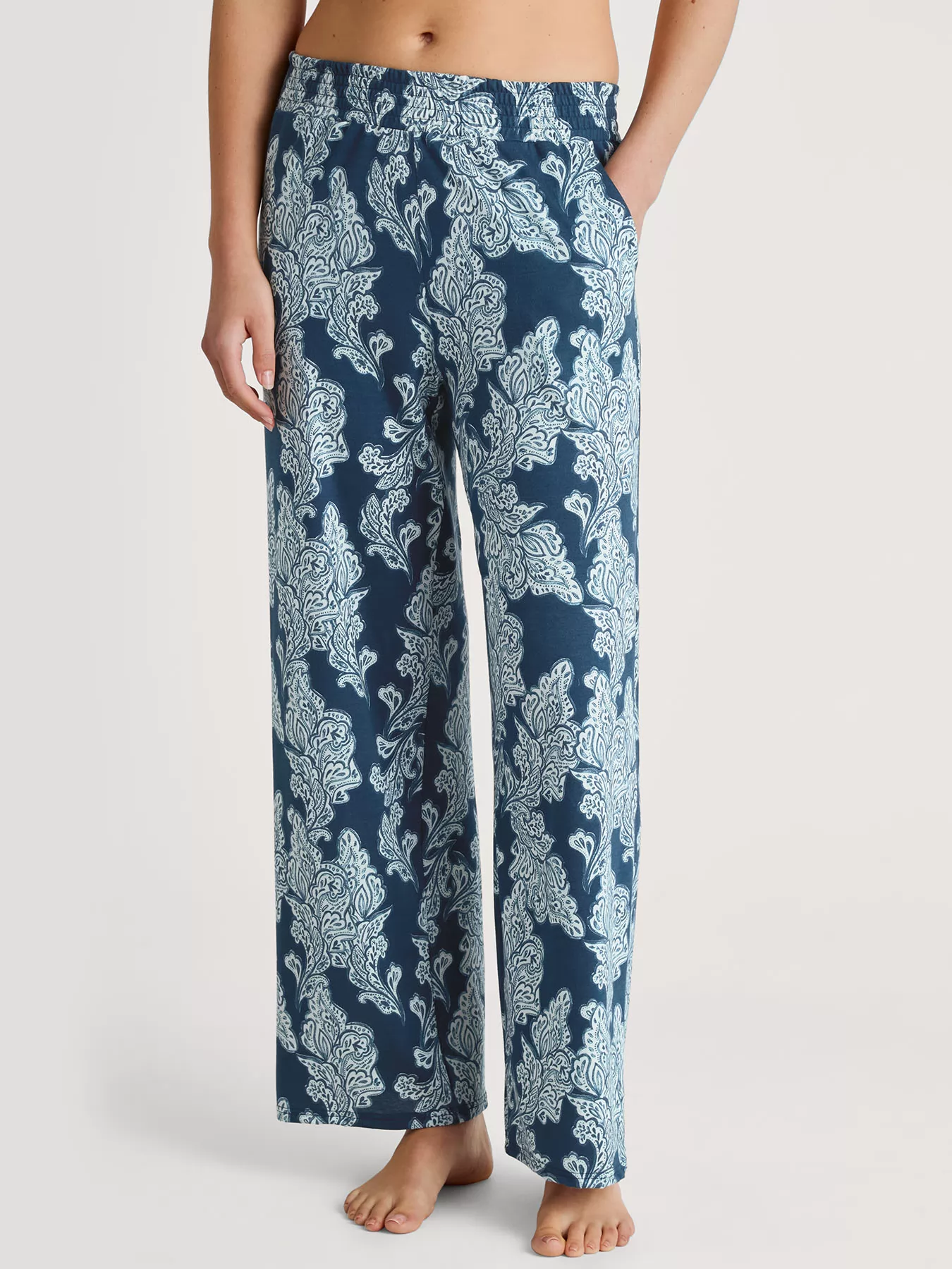 Niebieski Spodnie od piżamy Calida Favourites Botanic 29375 - zdjęcie 1