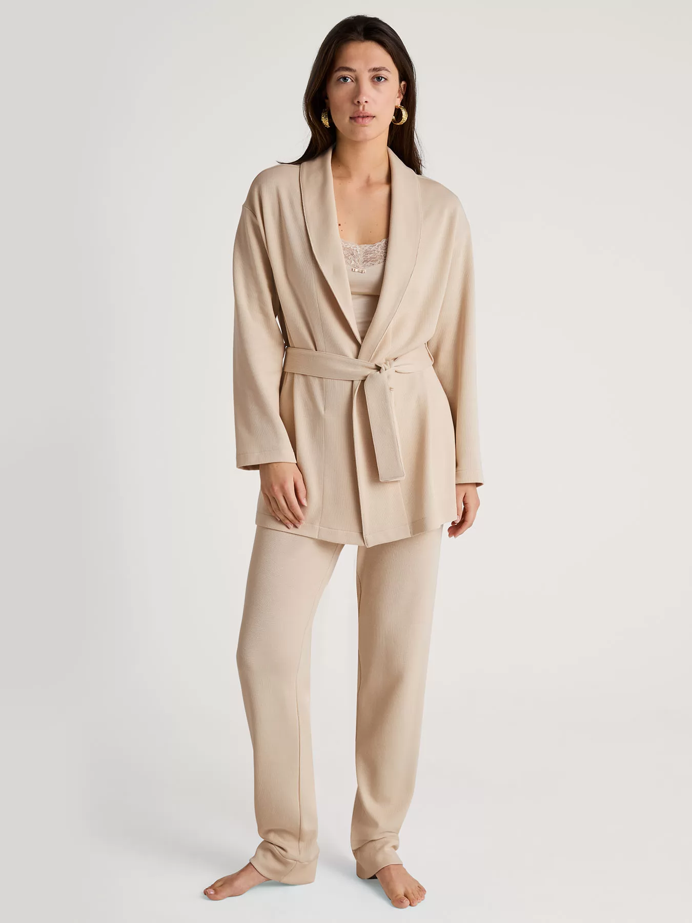 Kremowy Kimono damskie Calida Lounge Cosy 15599 - zdjęcie 3