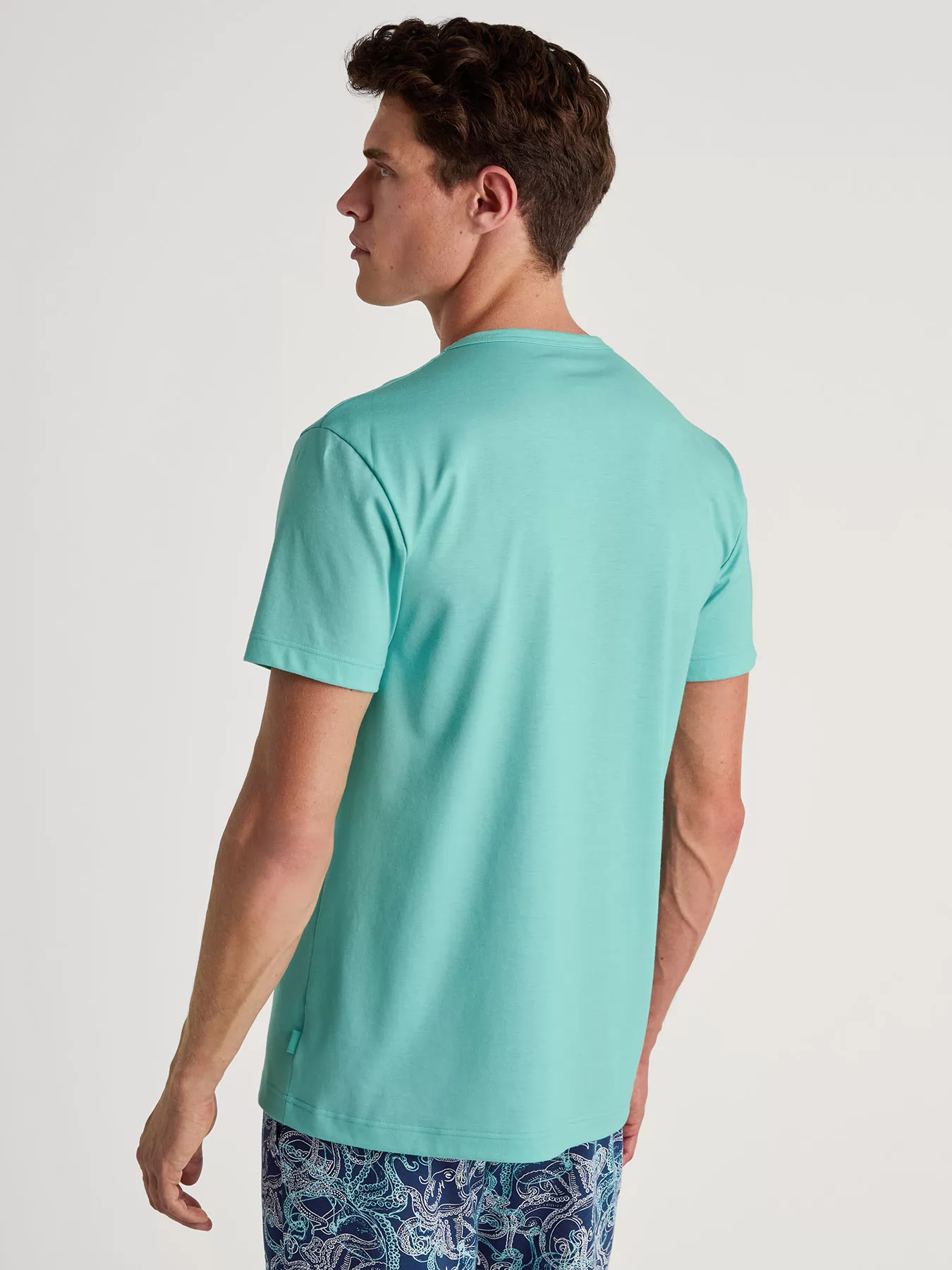 Niebieski Koszulka męska Calida RMX Sleep Time off 14188 - zdjęcie 2