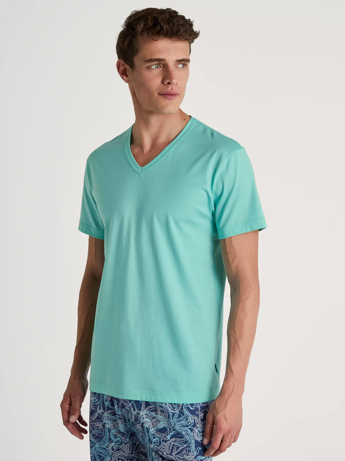 Niebieski Koszulka męska Calida RMX Sleep Time off 14188 - zdjęcie 1