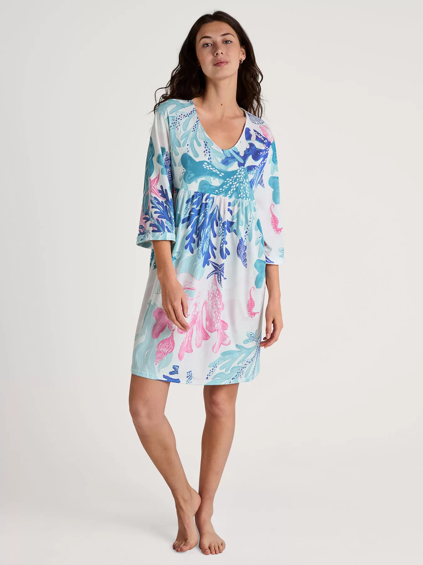 Niebieski, różowy, wielobarwny Koszula nocna Calida Favourites Coast 34229 - zdjęcie 1