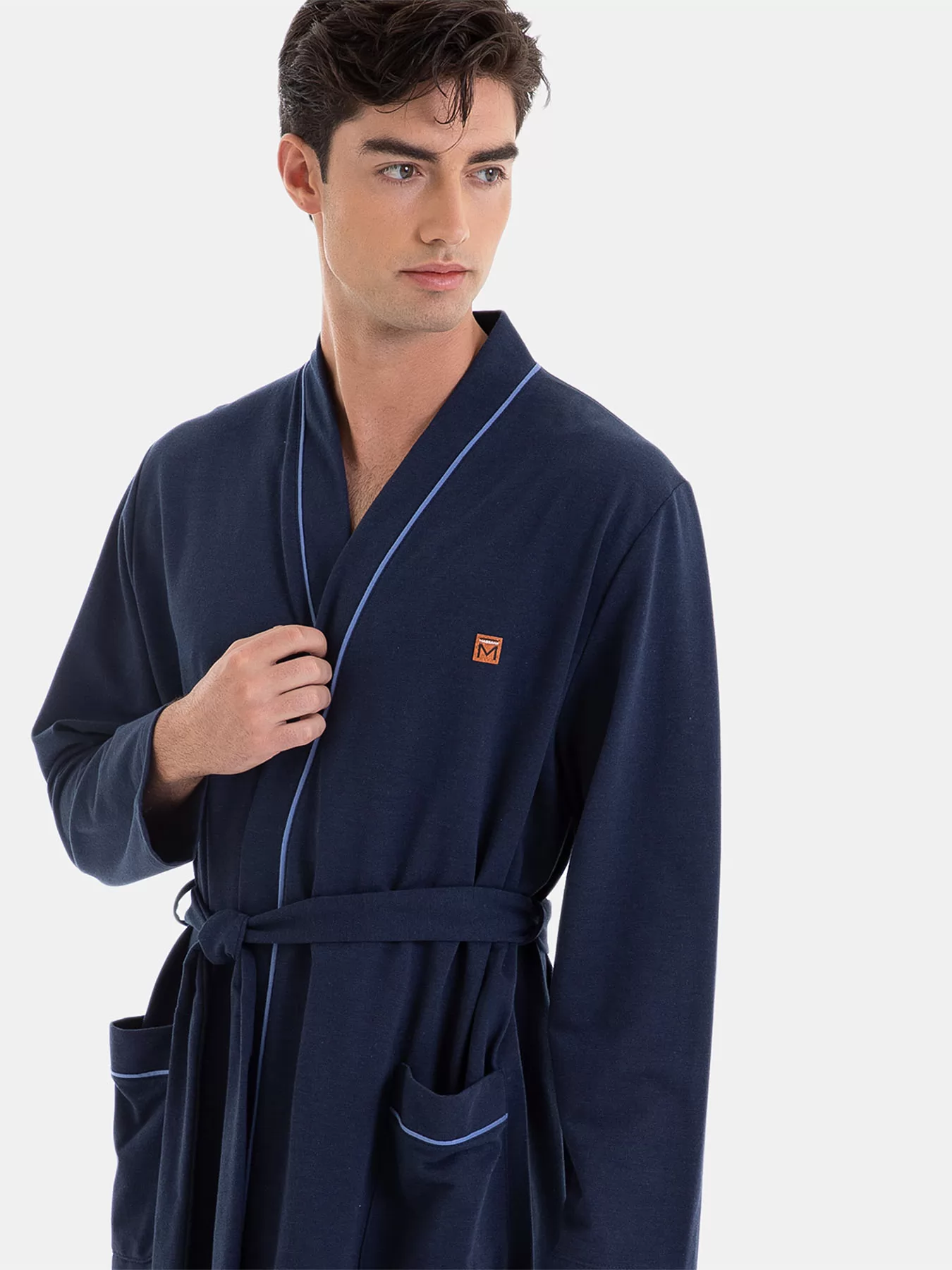 Granatowy Szlafrok męski Massana 256314 - zdjęcie 3