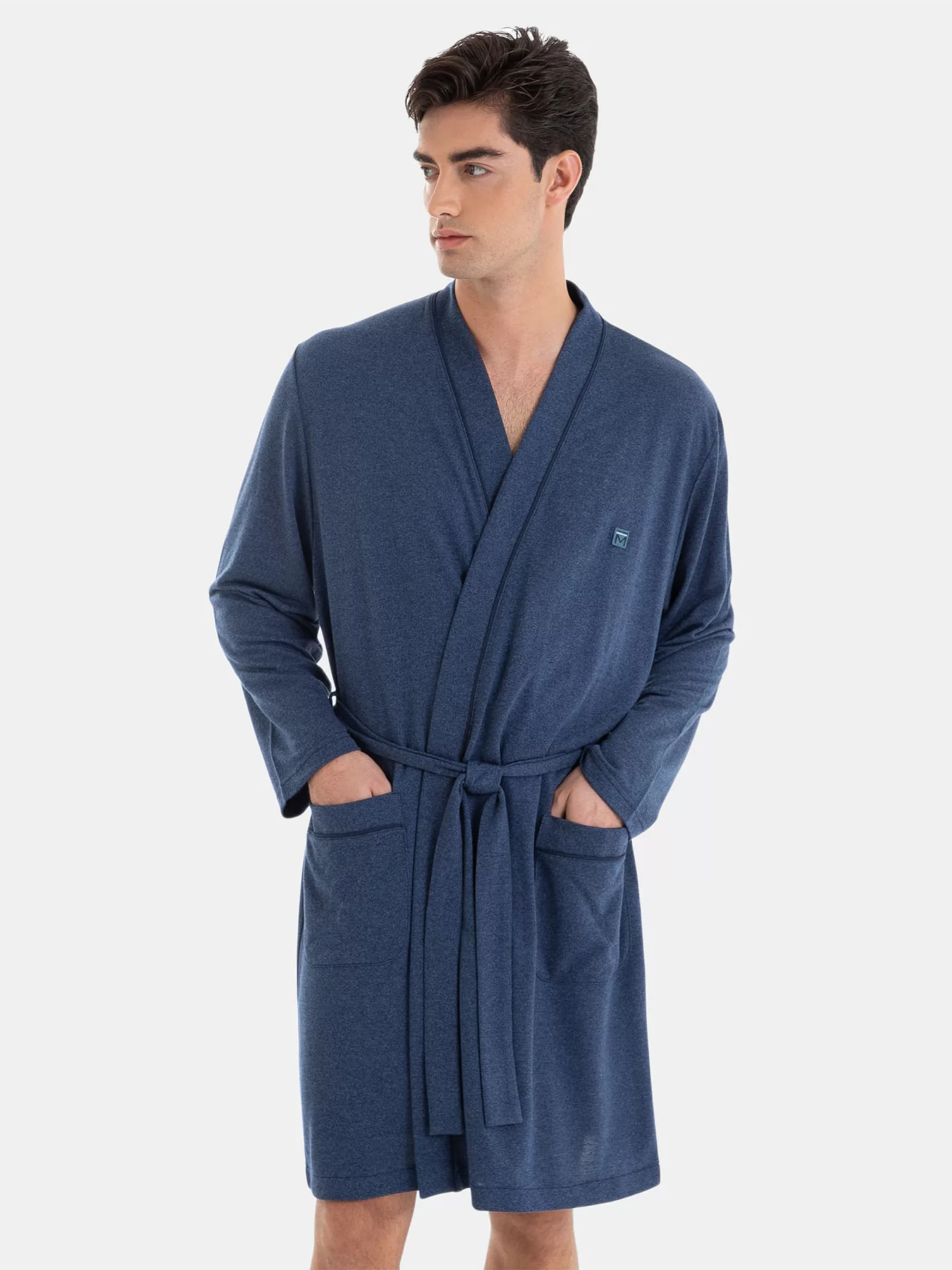 Granatowy Szlafrok męski Massana 256329 - zdjęcie 3