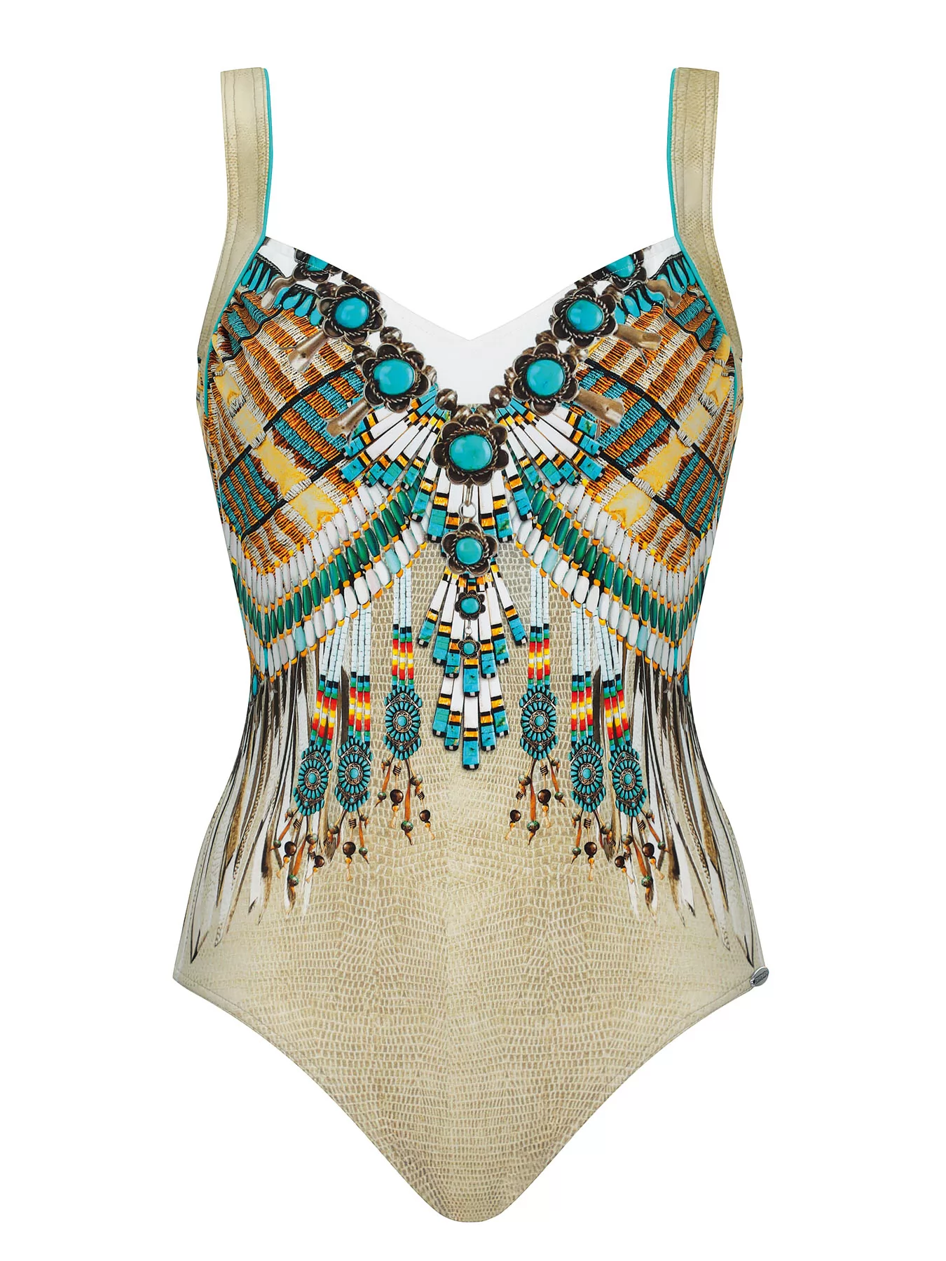 Beżowy, wielobarwny Kostium kąpielowy Sunflair 72068 - zdjęcie 1