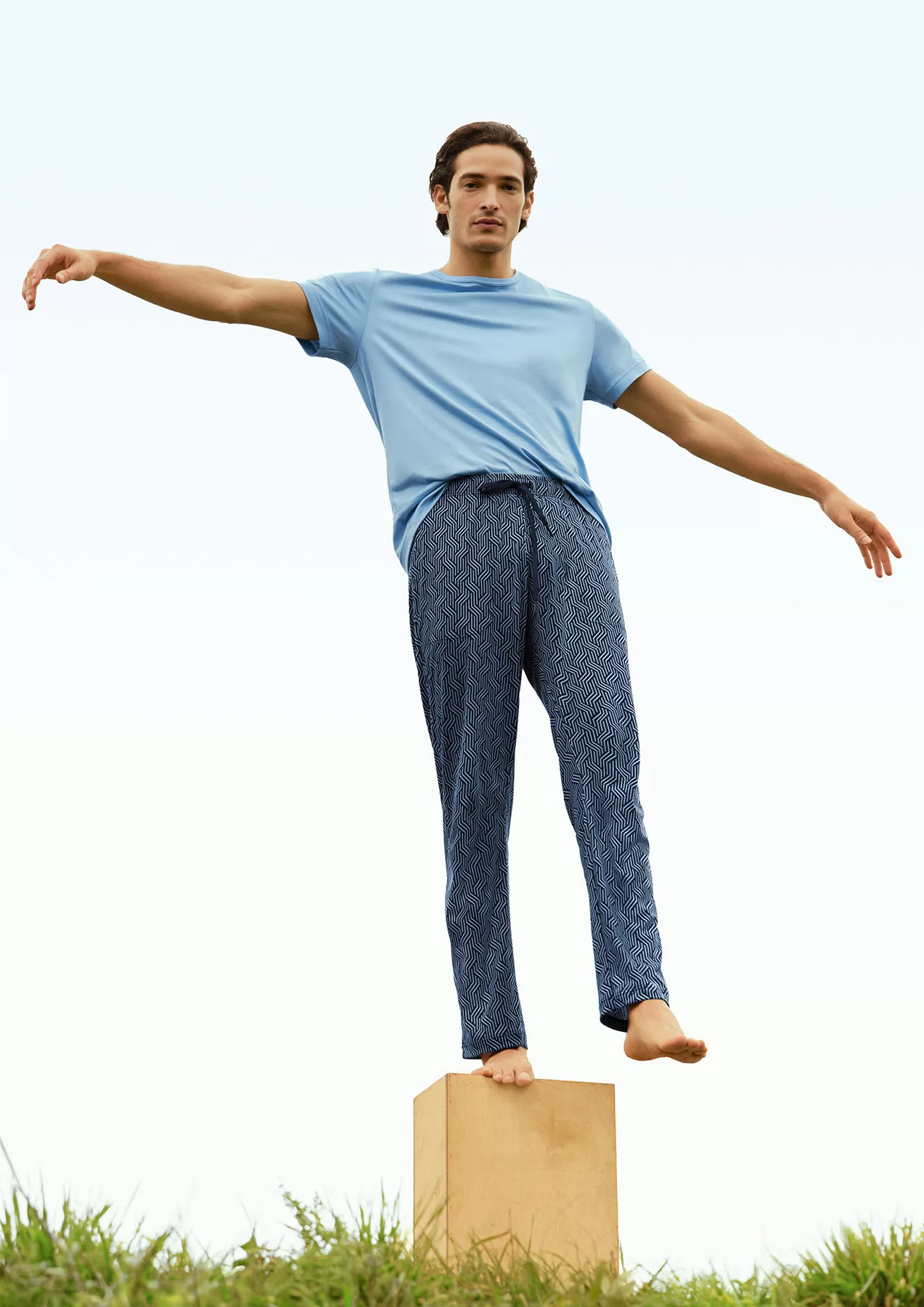 Niebieski Spodnie od piżamy Calida Remix Sleep Free 29584 - zdjęcie 5