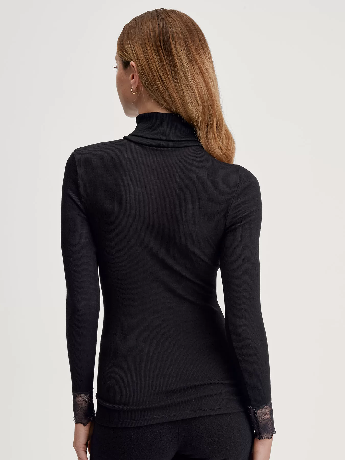 Czarny Jedwabna koszulka damska Calida Silky Wool Glam 15851 - zdjęcie 2