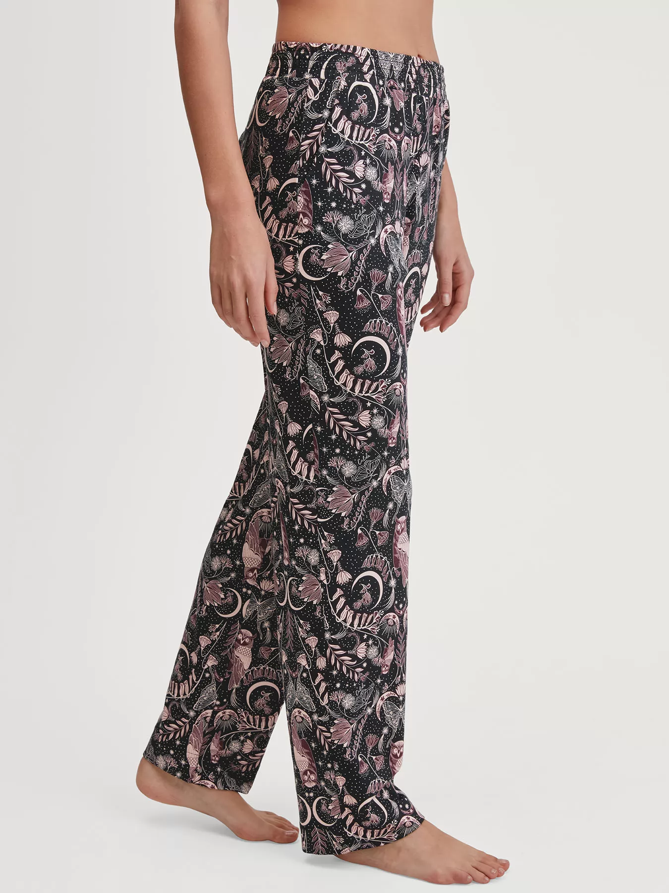 Czarny, wielobarwny Jedwabne spodnie od piżamy Calida Favourites Seduction 29075 - zdjęcie 1